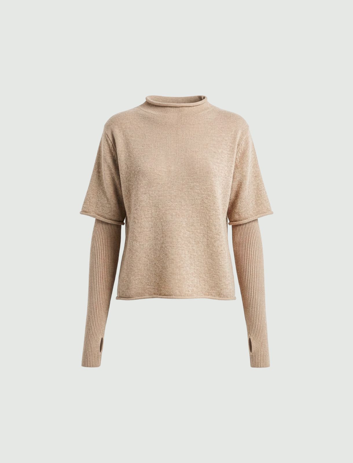 Maglia in misto lana con manica corta - BEIGE - Emme - 6