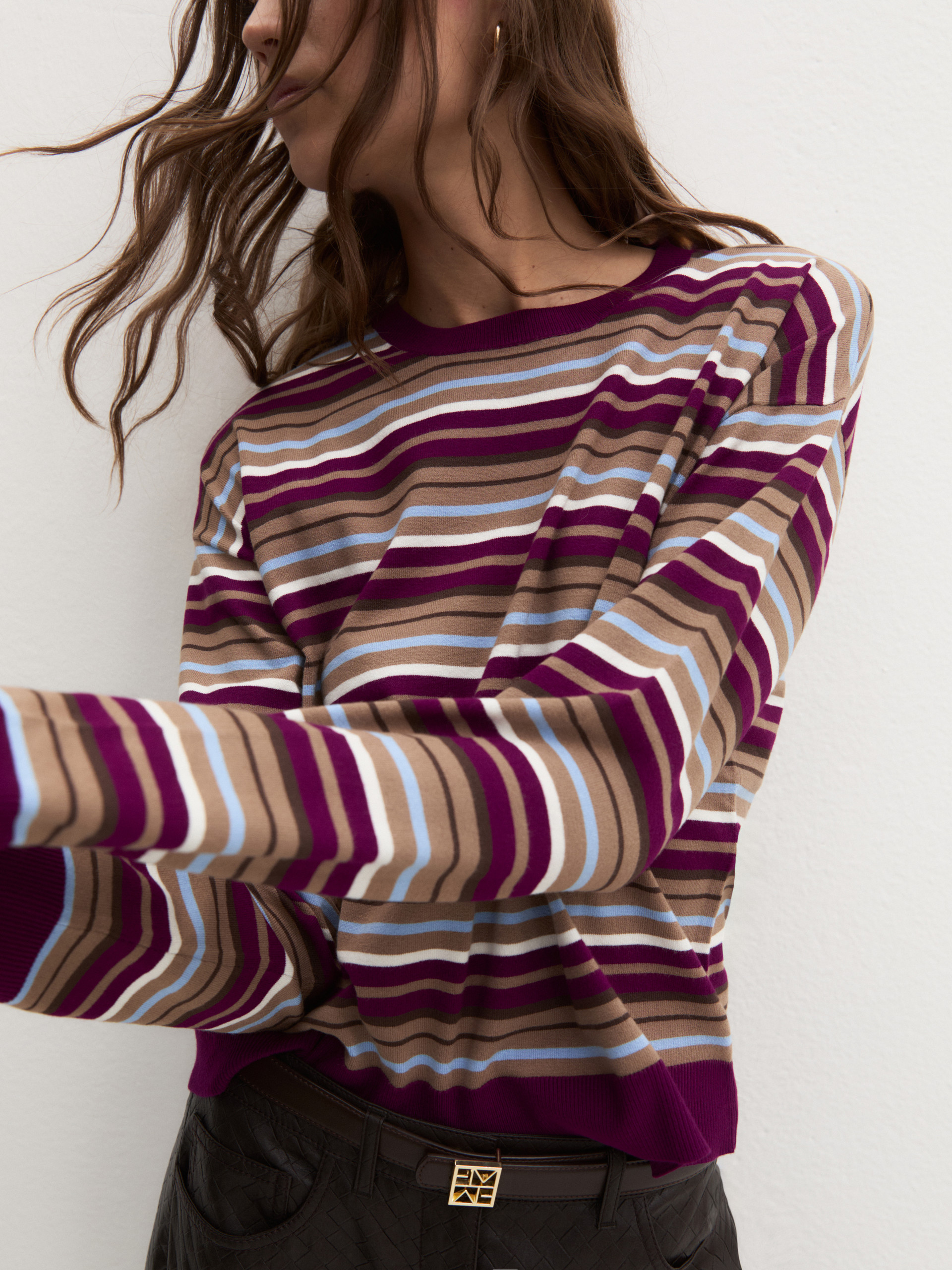 Boxy viscose-blend jumper - PURPLE - Emme - 3