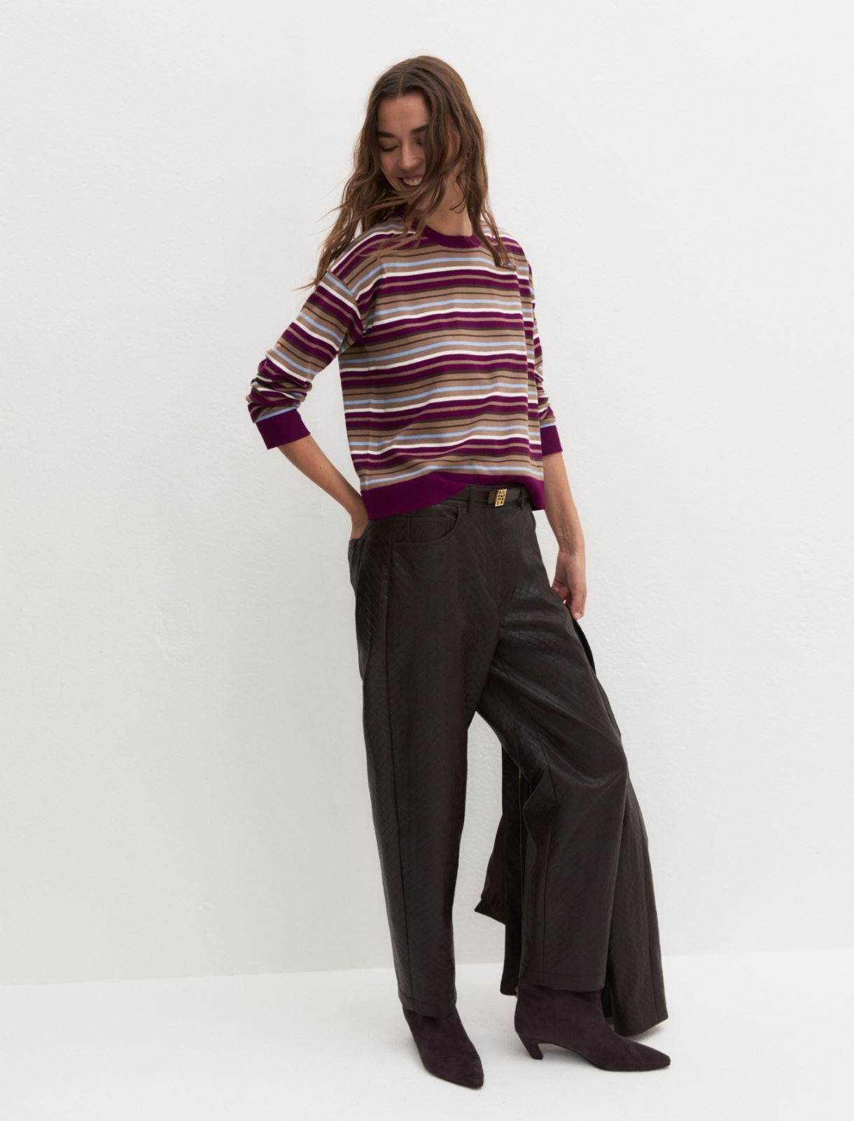 Boxy viscose-blend jumper - PURPLE - Emme
