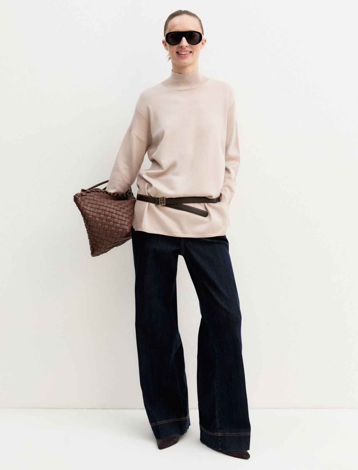 Maglia oversize in viscosa stretch - SABBIA - Emme