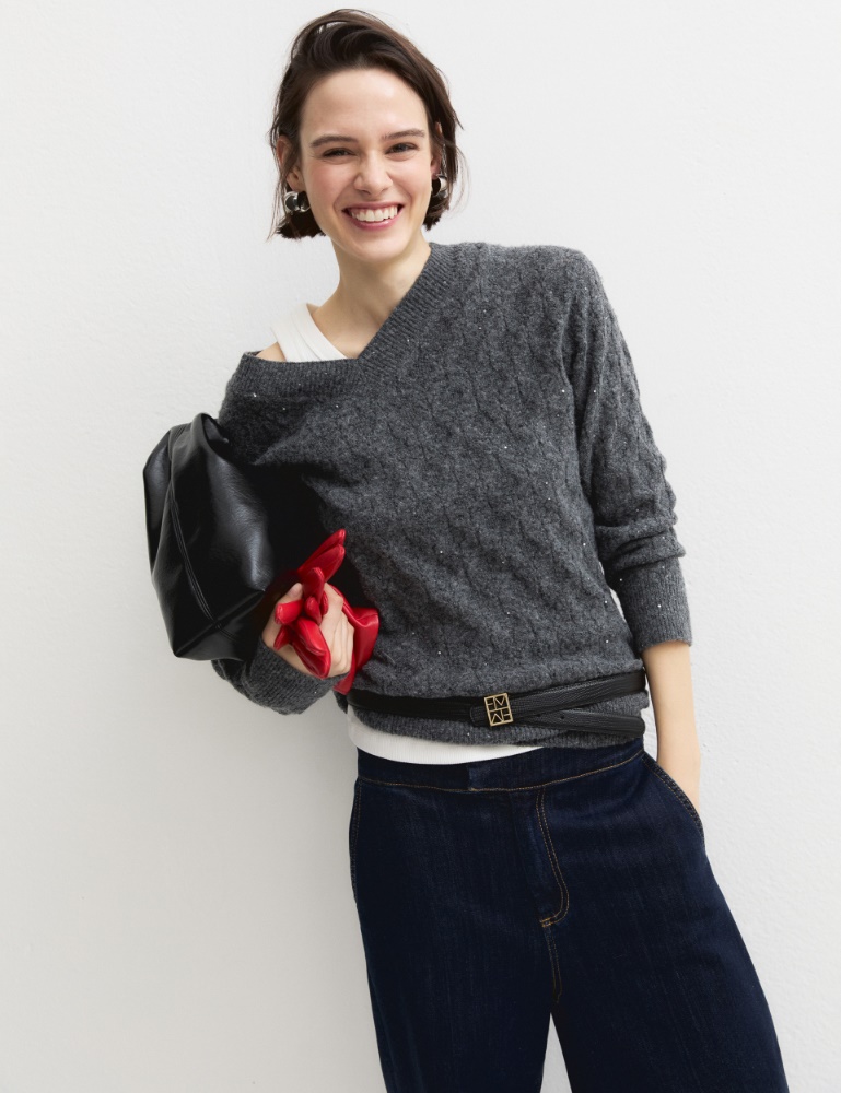 Oversized sequinned wool and lurex jumper - Emme