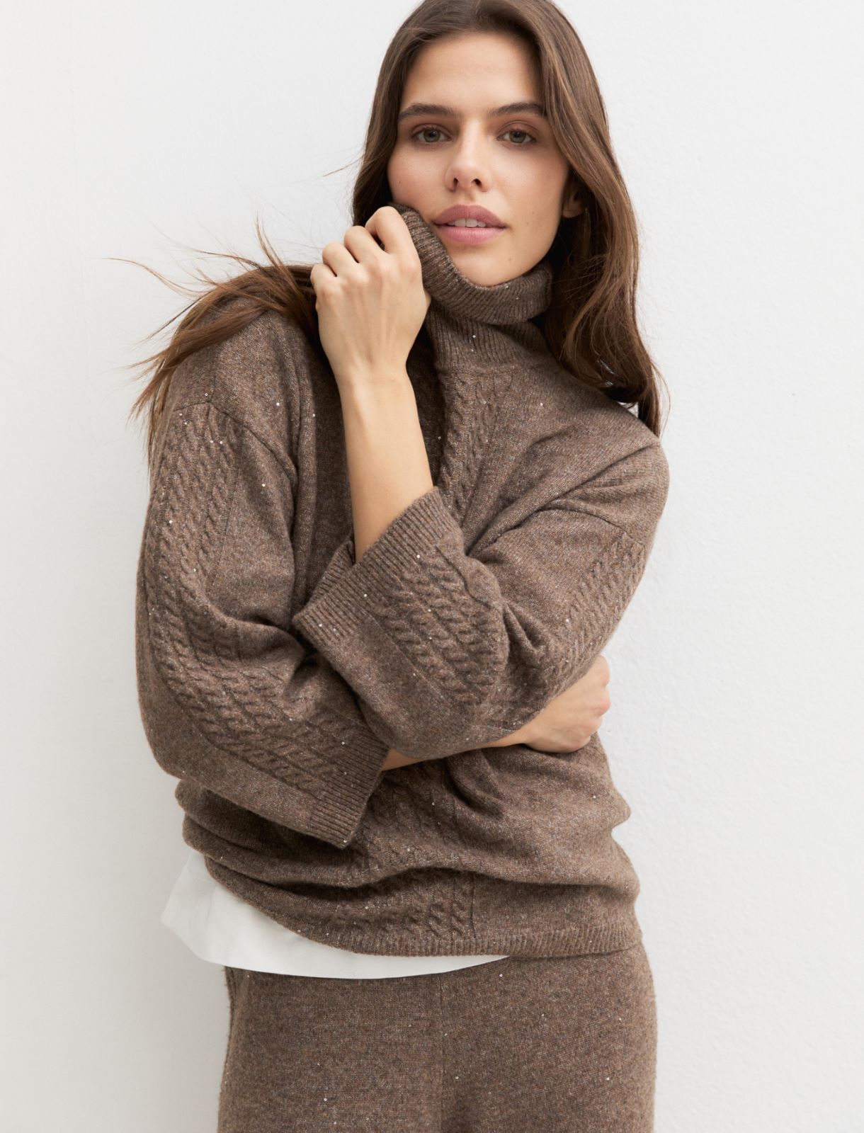 Soft sequinned wool-blend jumper - TURTLEDOVE - Emme - 4