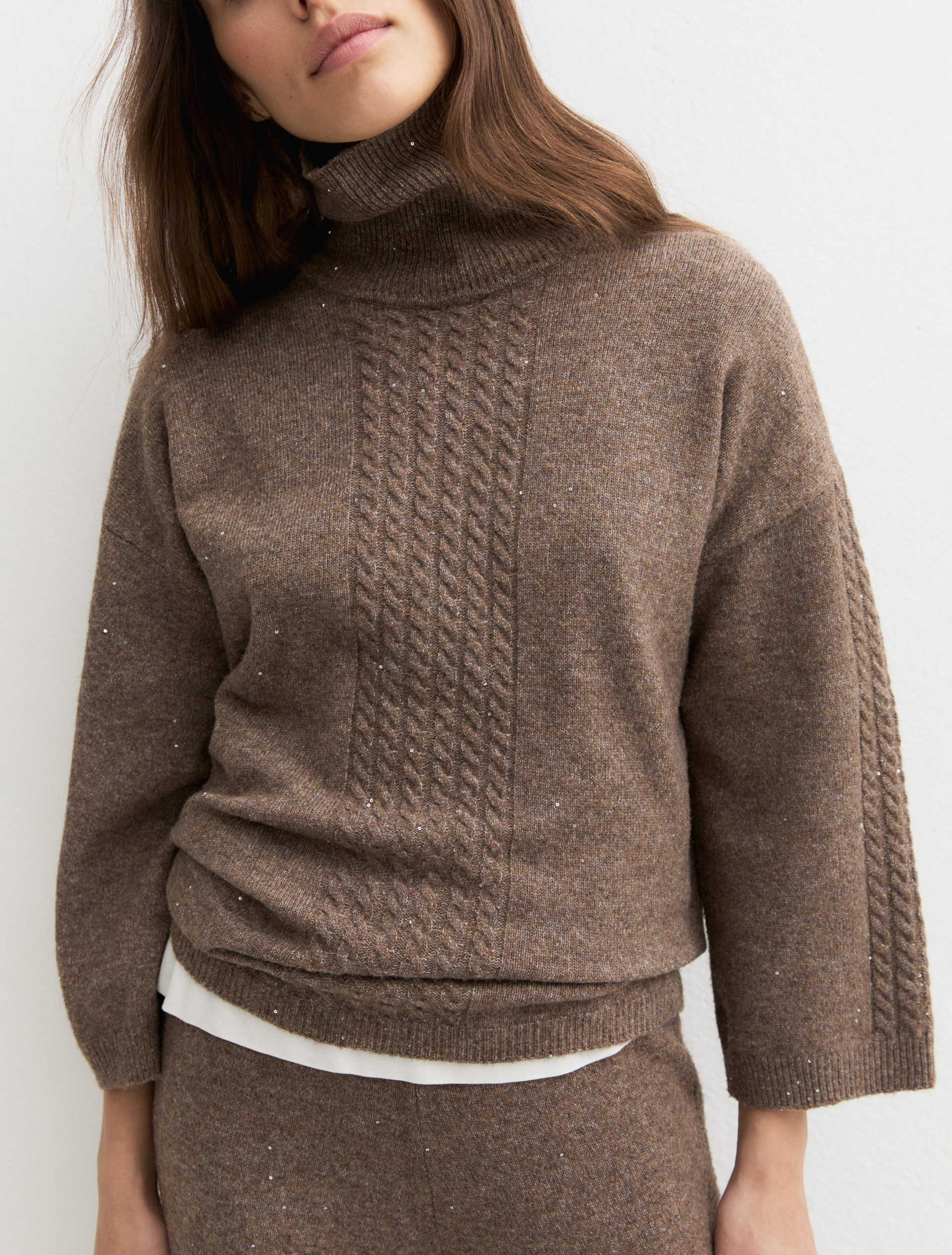 Soft sequinned wool-blend jumper - TURTLEDOVE - Emme - 5