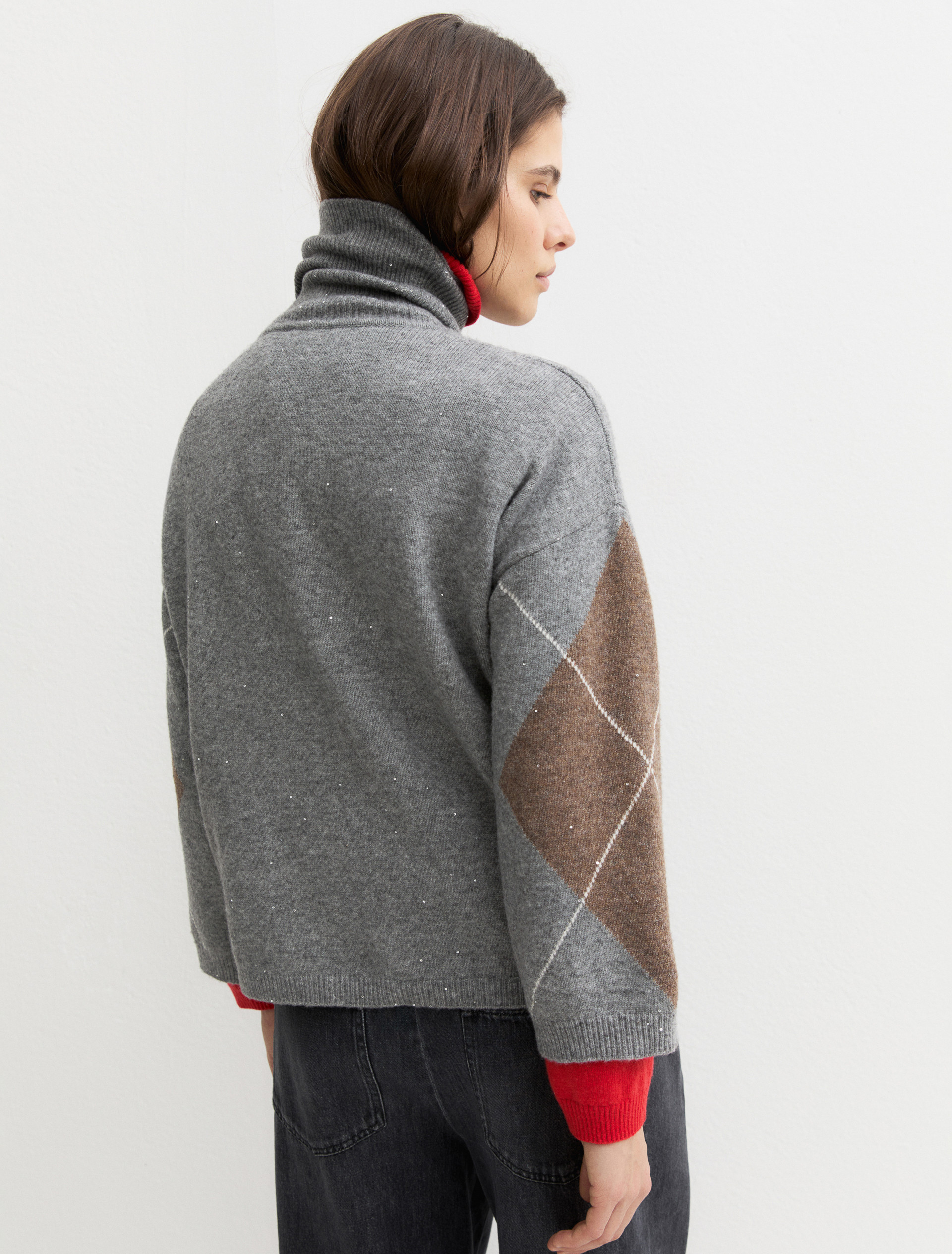 Soft sequinned wool-blend jumper - SILVER - Emme - 2
