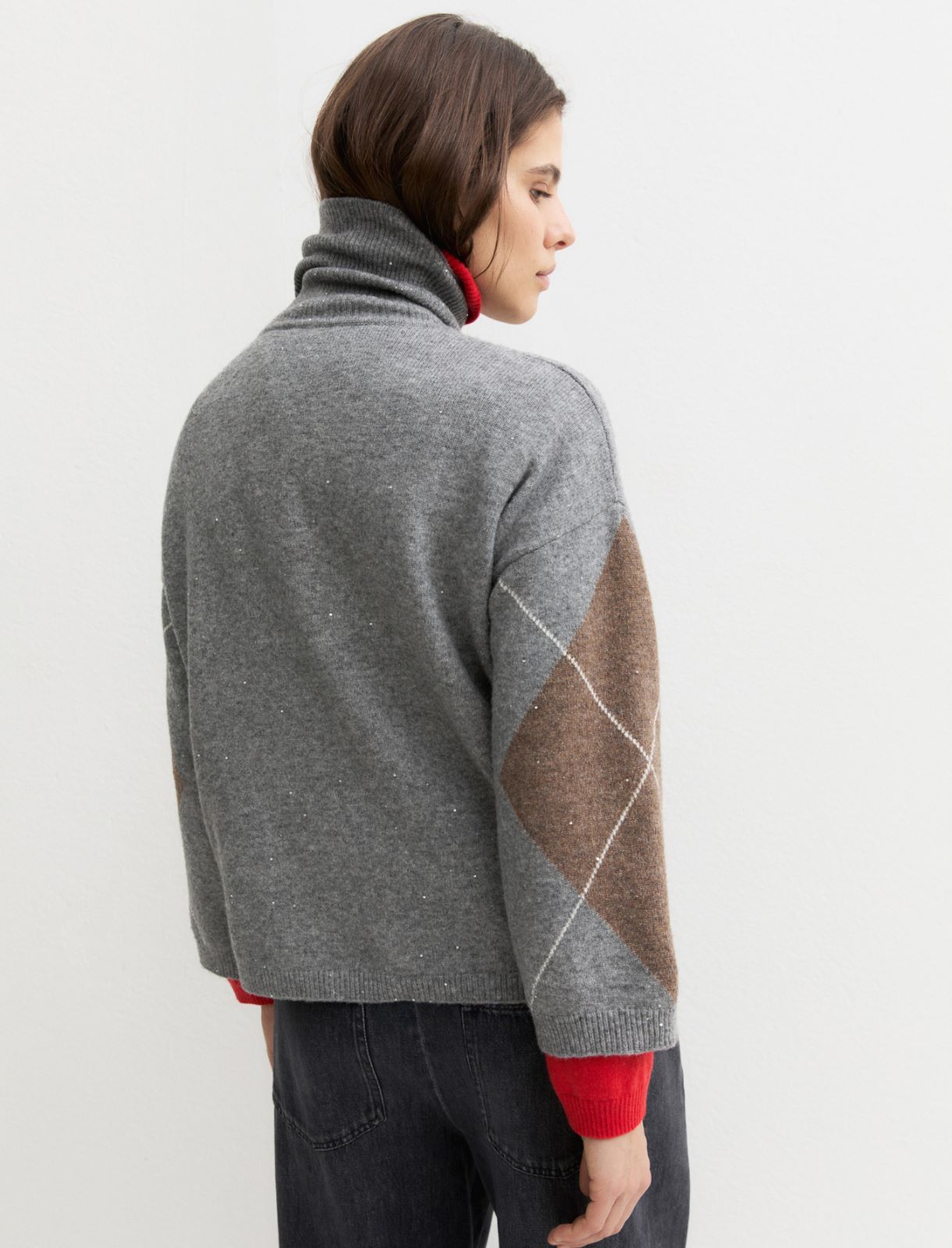 Soft sequinned wool-blend jumper - SILVER - Emme - 2