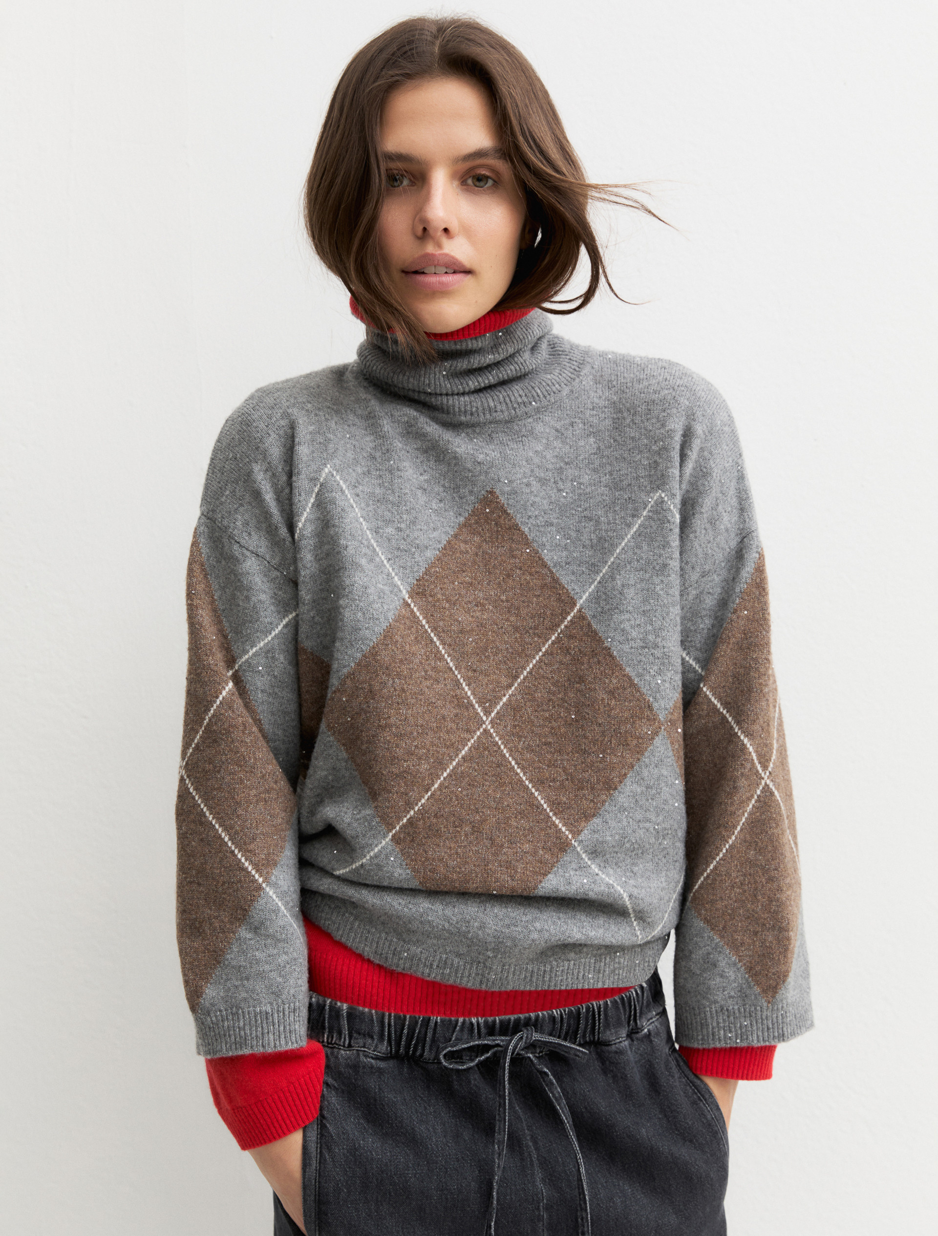 Soft sequinned wool-blend jumper - SILVER - Emme - 4