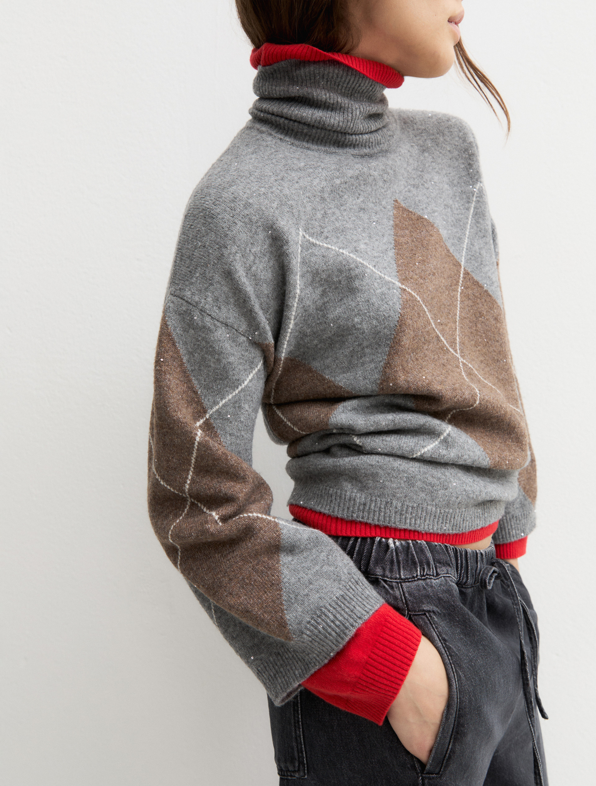Soft sequinned wool-blend jumper - SILVER - Emme - 5