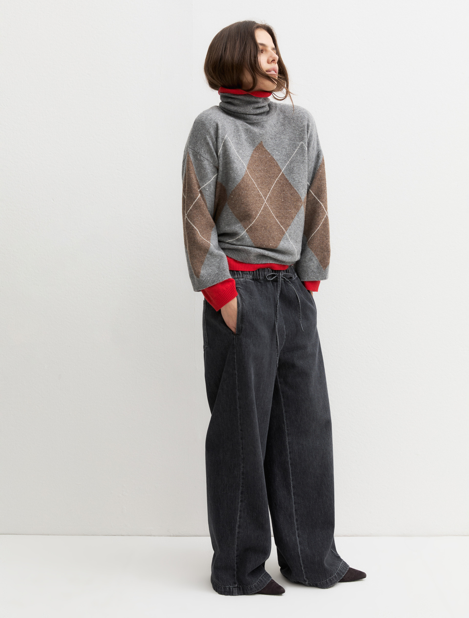 Soft sequinned wool-blend jumper - SILVER - Emme - 1
