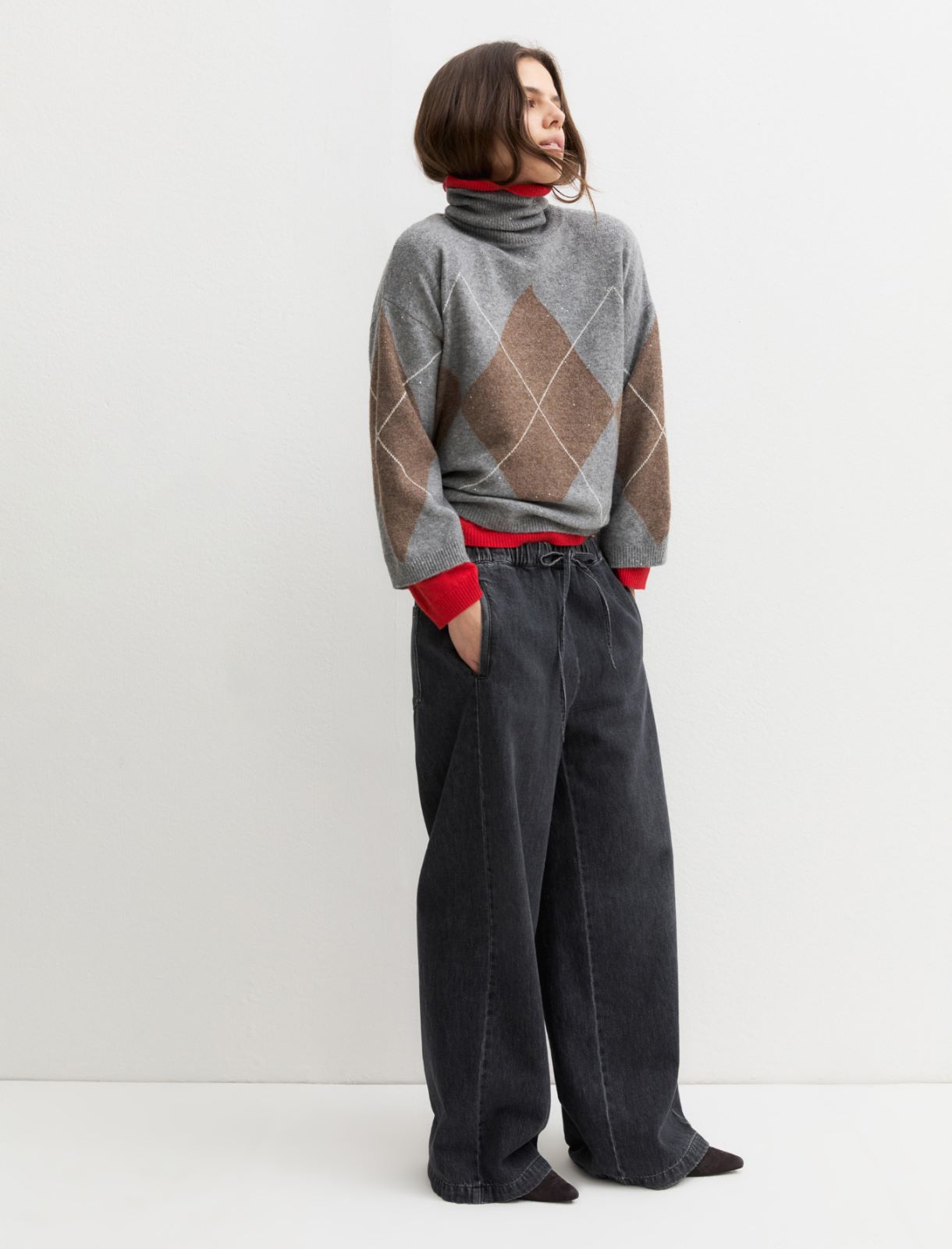 Soft sequinned wool-blend jumper - SILVER - Emme