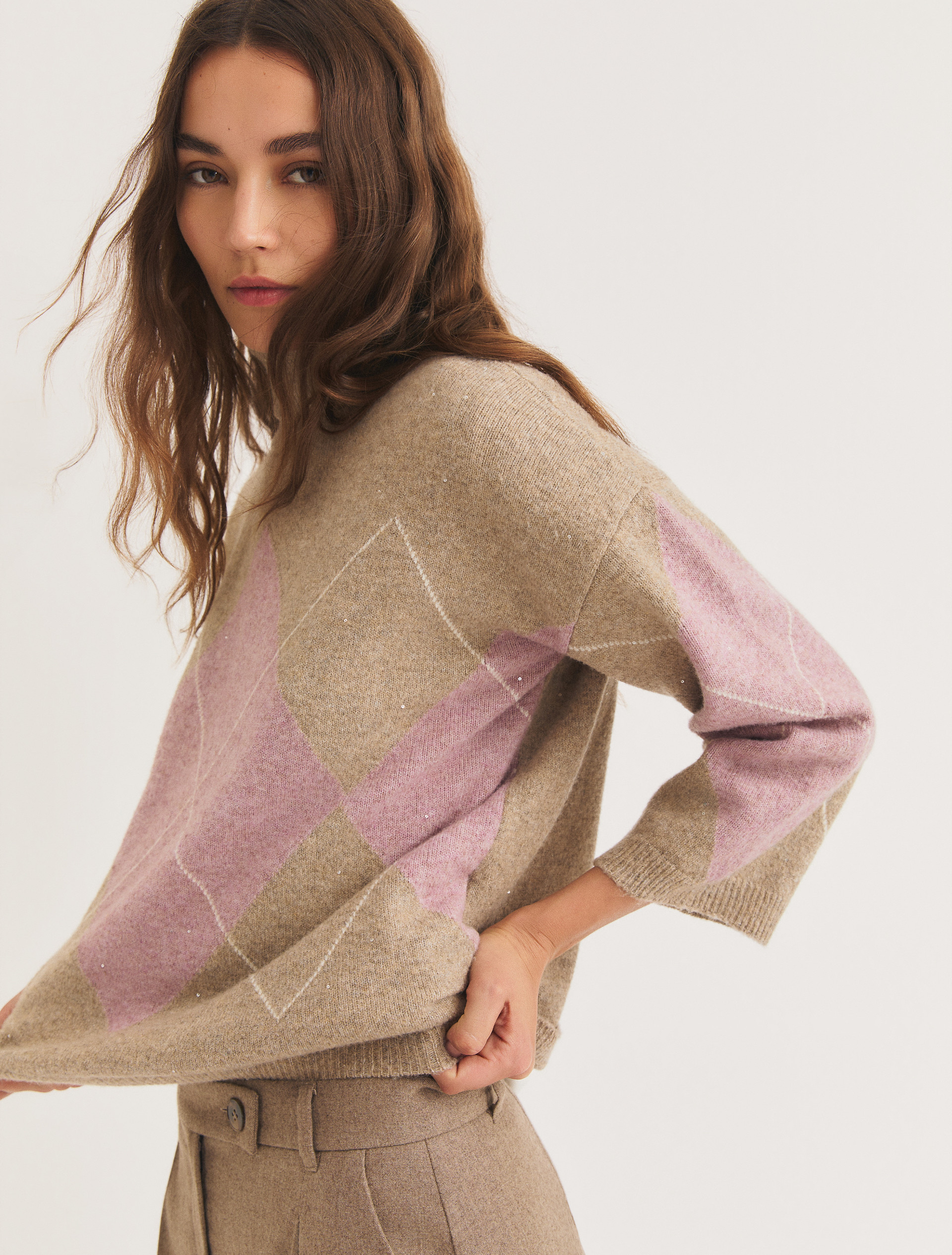 Maglia morbida in misto lana con paillette - SABBIA - Emme - 3