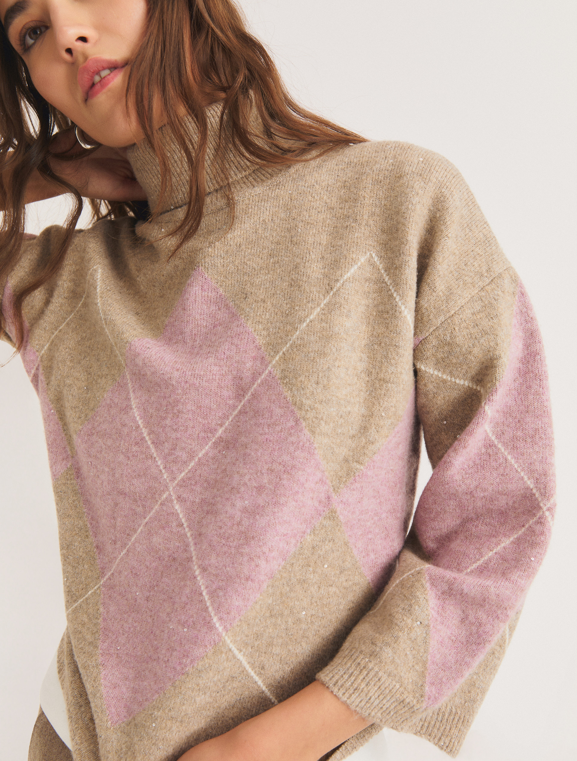 Maglia morbida in misto lana con paillette - SABBIA - Emme - 5