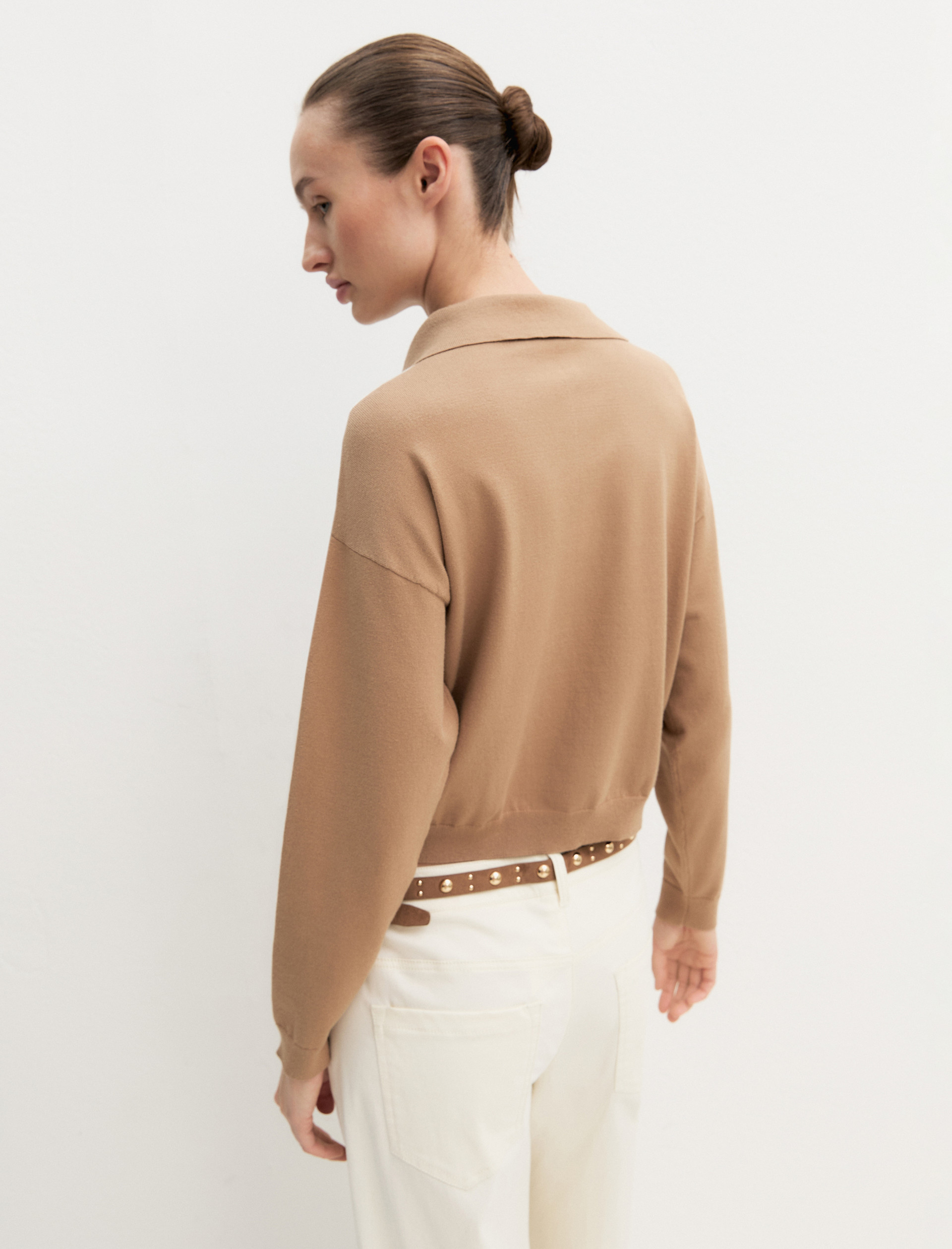 Polo crop in maglia stretch - CAMMELLO - Emme - 2