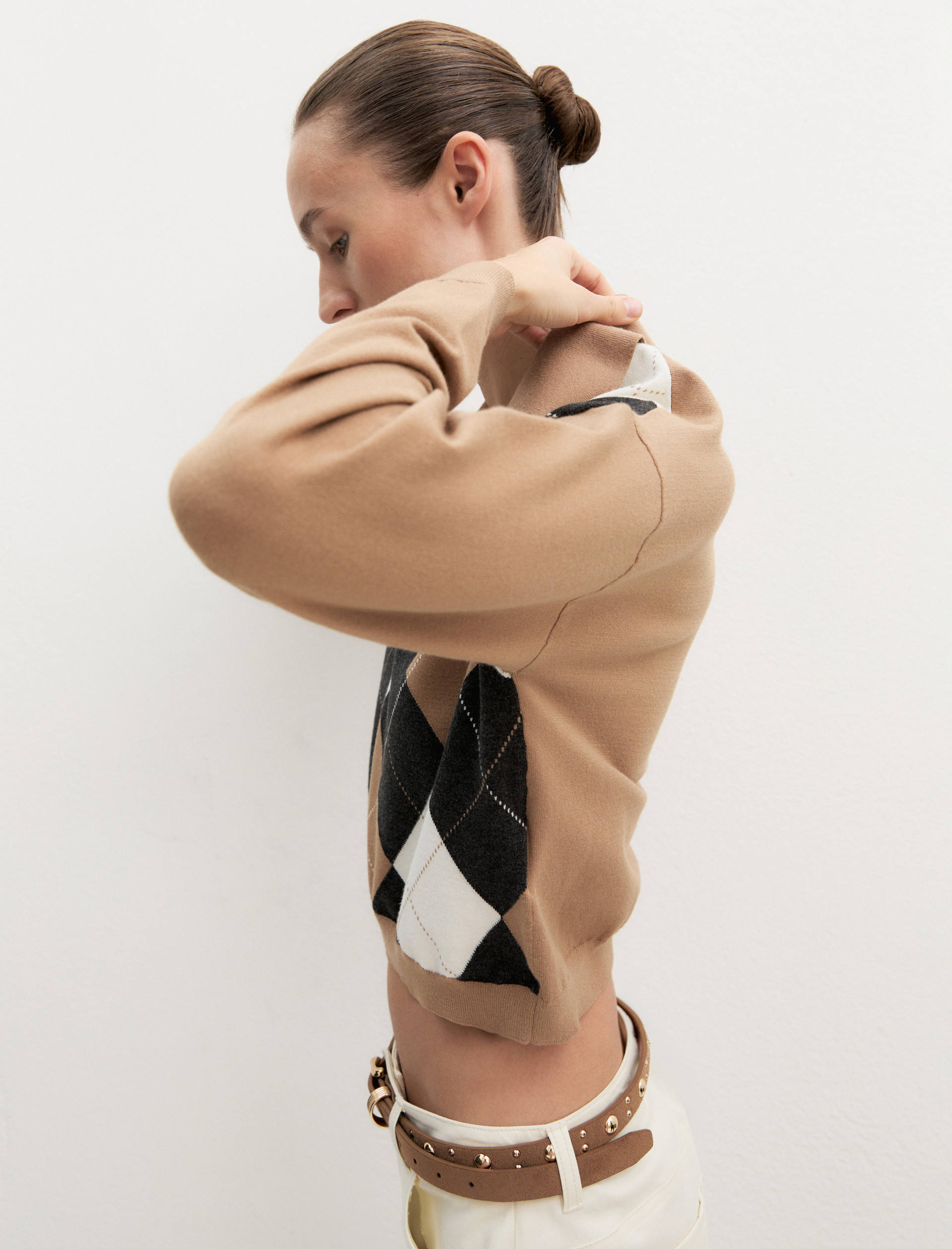 Polo crop in maglia stretch - CAMMELLO - Emme - 3