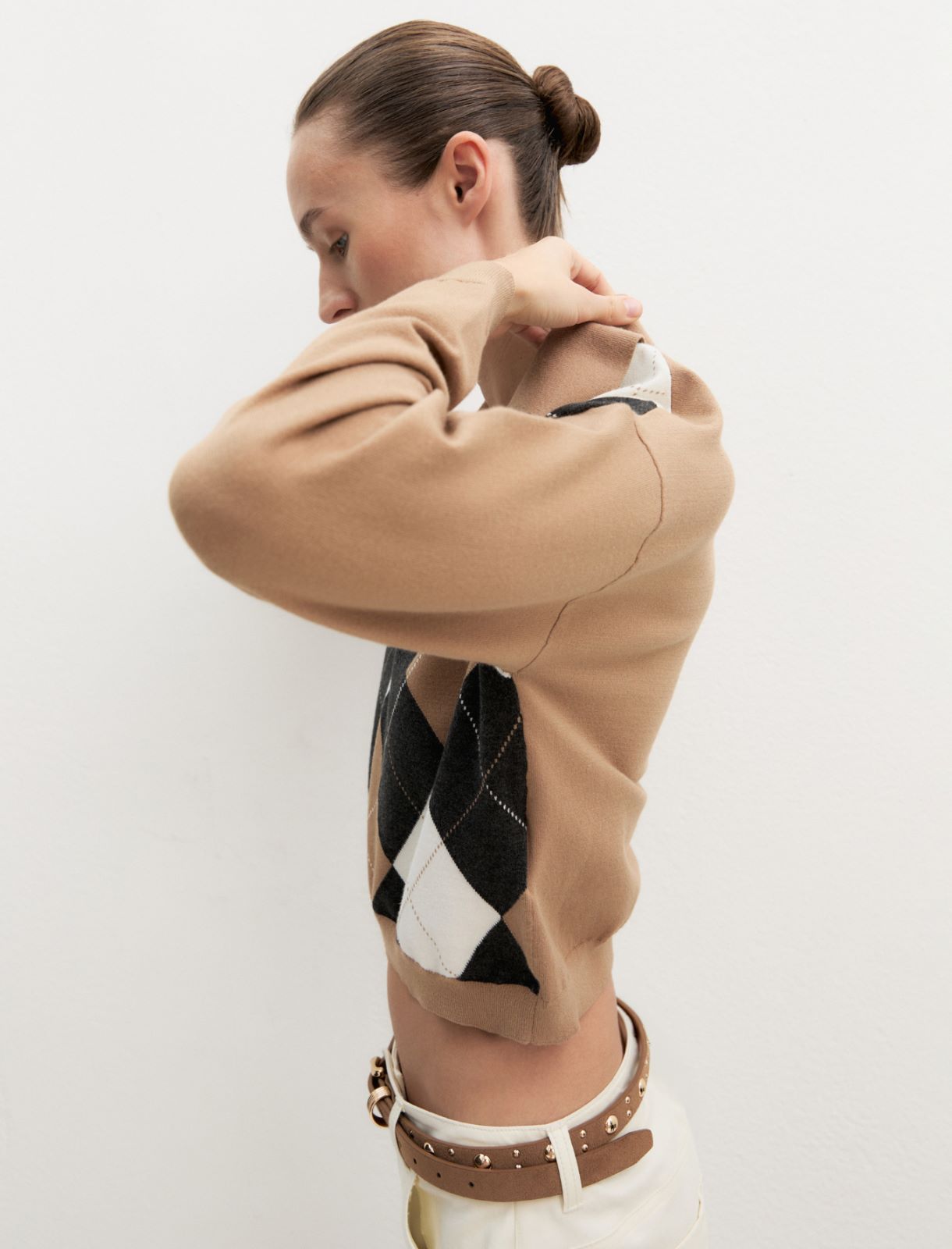 Polo crop in maglia stretch - CAMMELLO - Emme - 3
