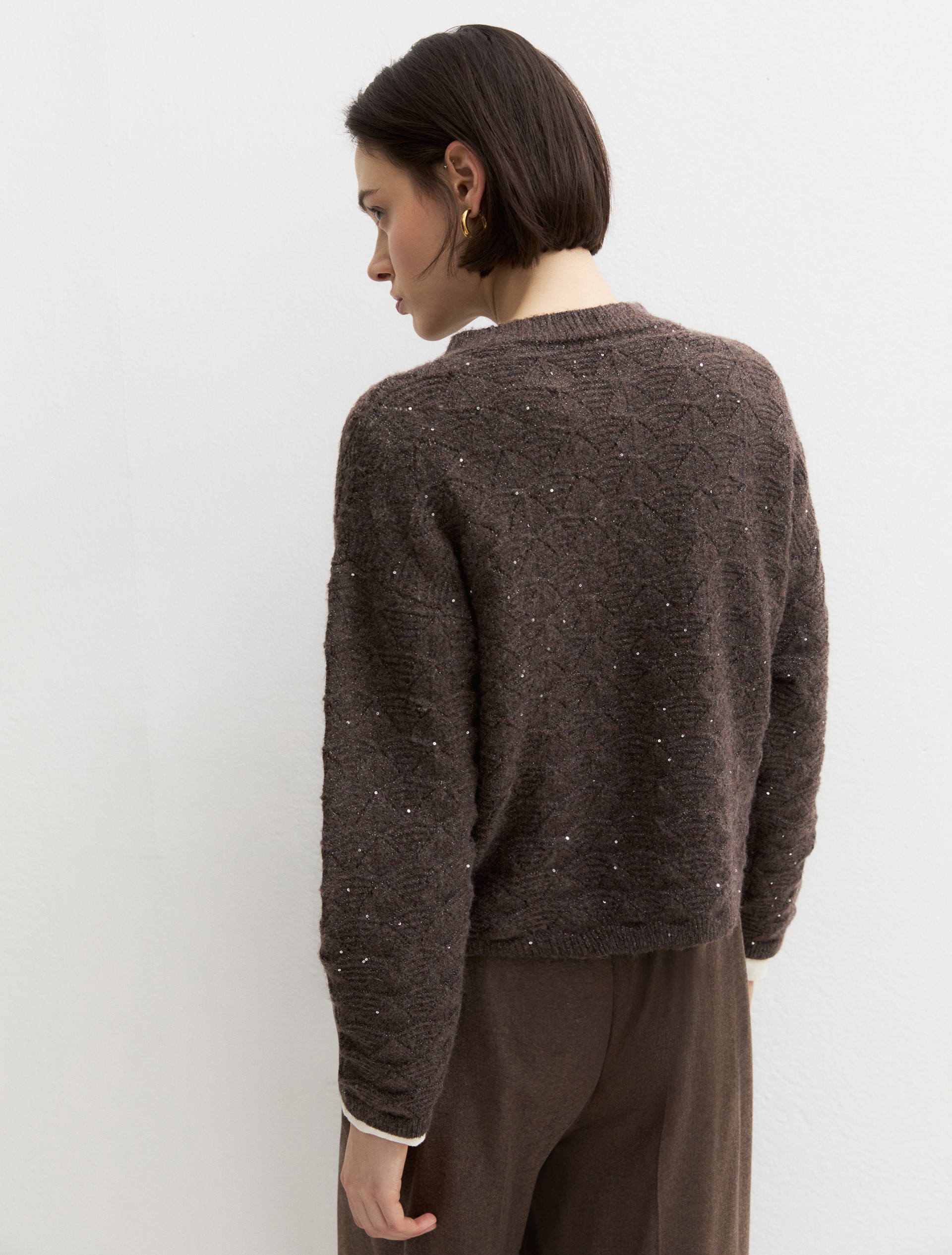 Lurex and sequin jumper - BROWN - Emme - 2