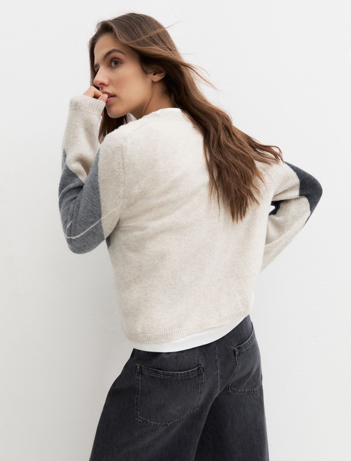 Maglia con motivo a rombi - BEIGE - Emme - 2