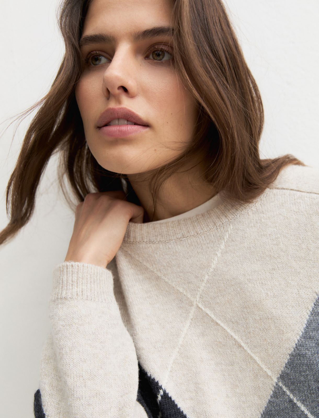 Maglia con motivo a rombi - BEIGE - Emme - 5