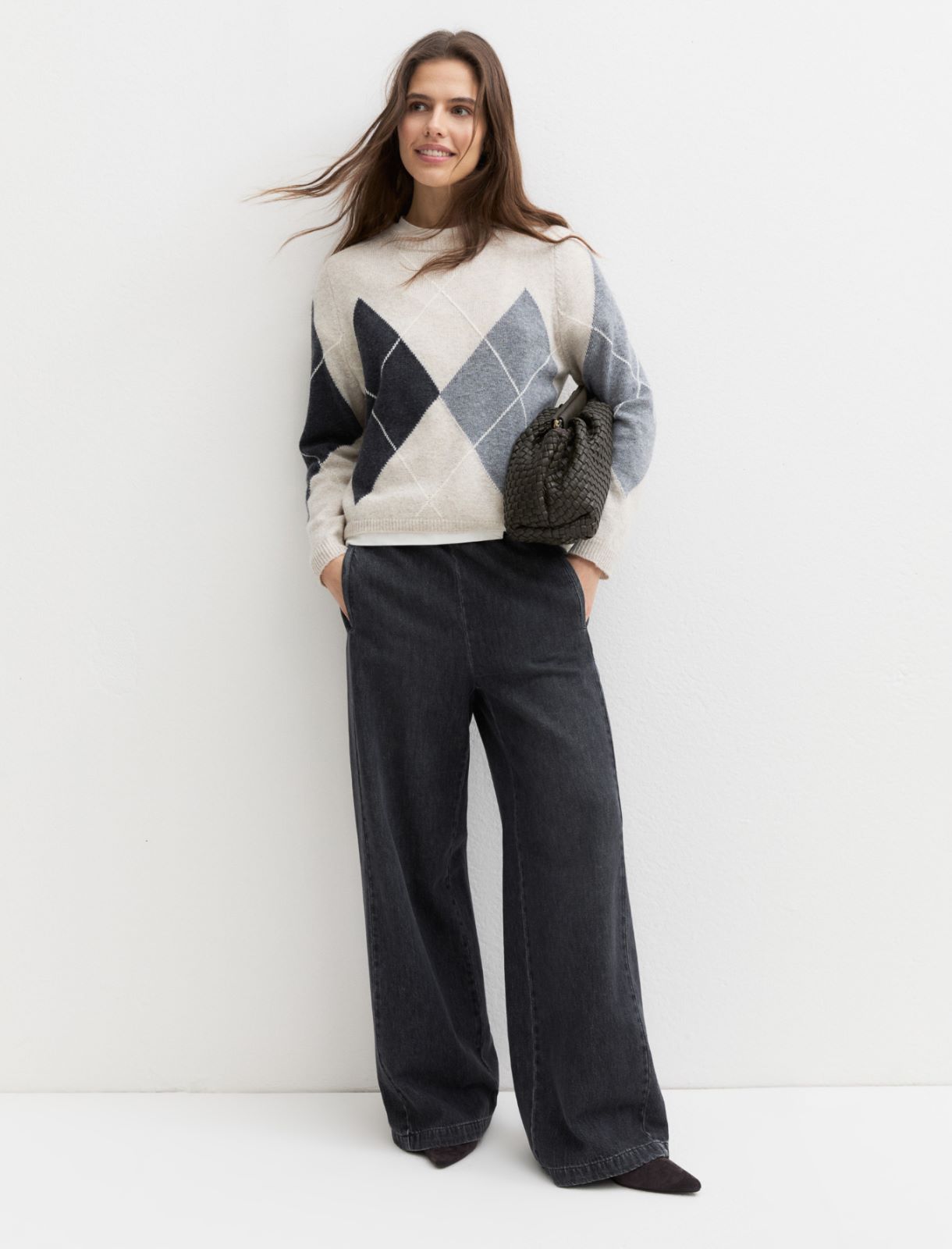 Maglia con motivo a rombi - BEIGE - Emme