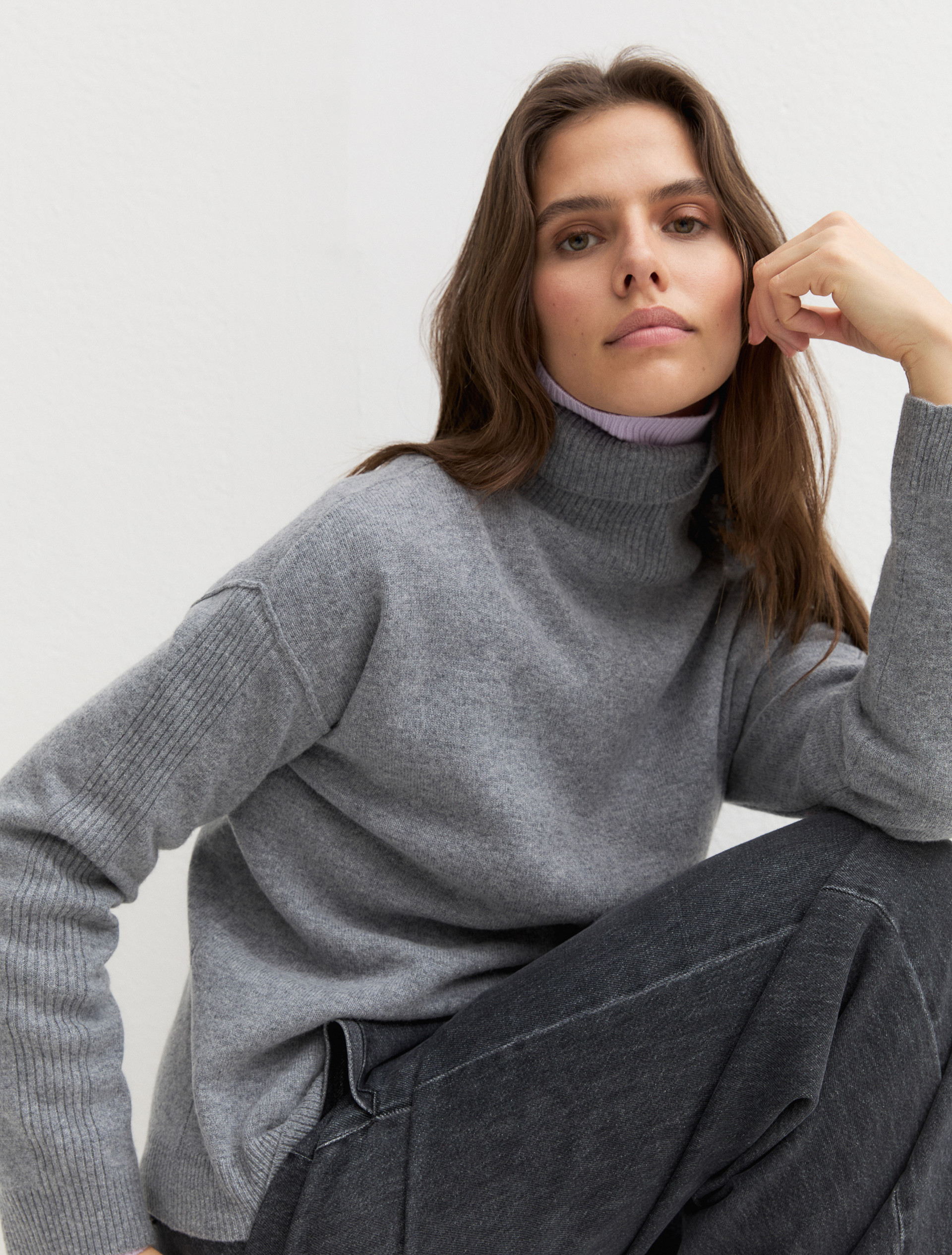 Jersey de cuello subido de lana pura - GRIS CLARO - Emme - 3