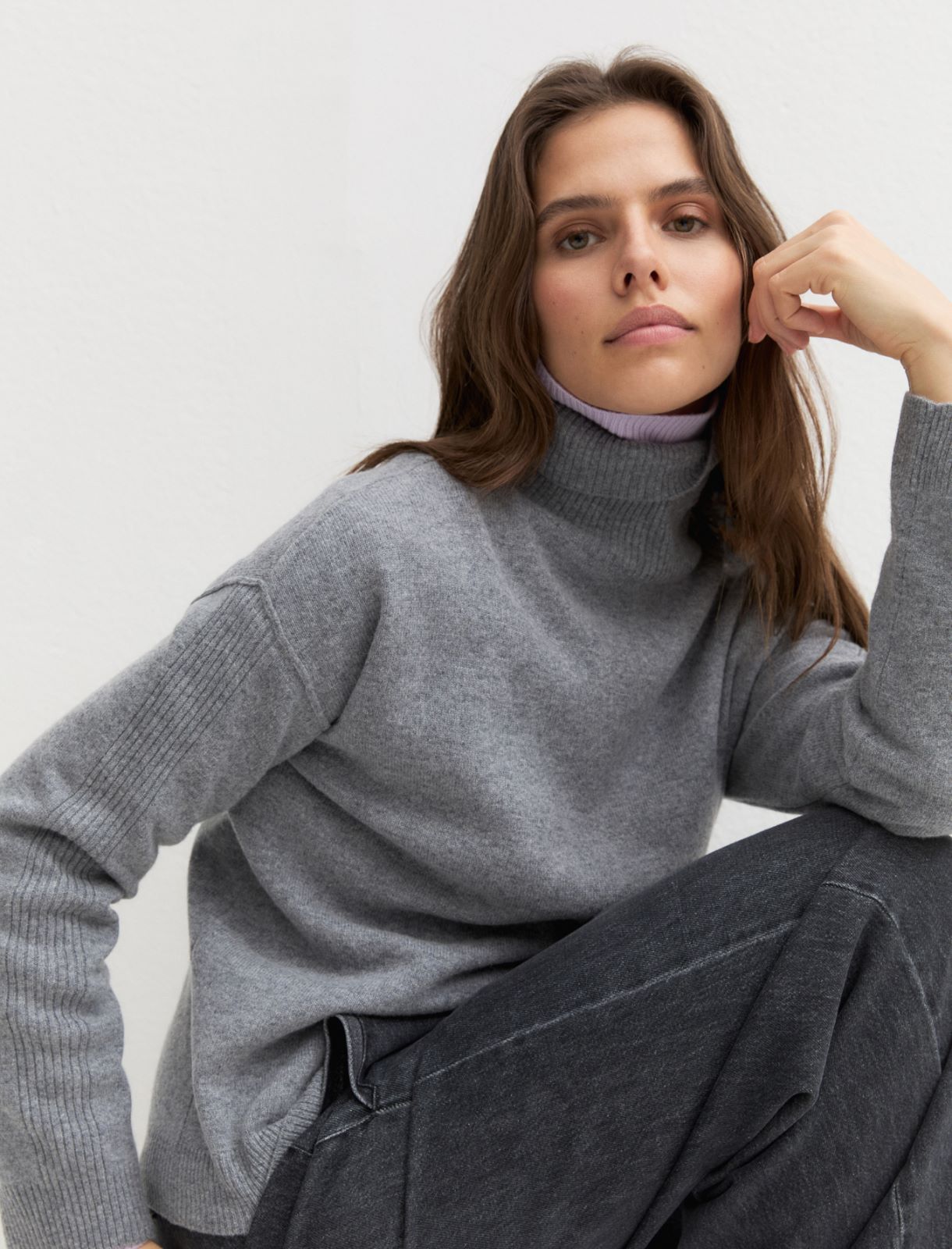 Jersey de cuello subido de lana pura - GRIS CLARO - Emme - 3