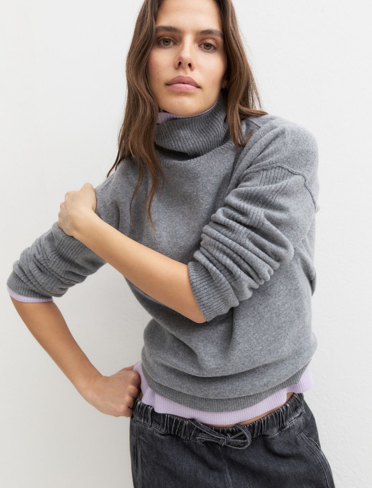 Jersey de cuello subido de lana pura - GRIS CLARO - Emme - 4