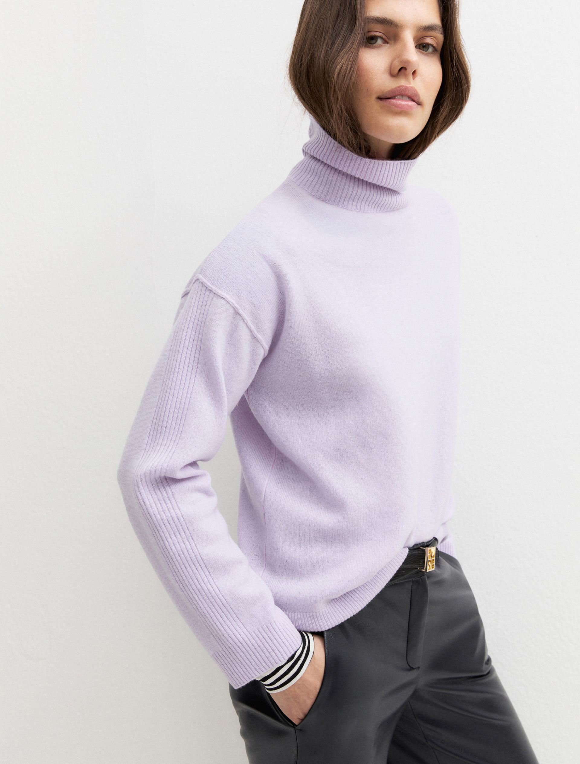 Pure wool high-neck jumper - LILAC - Emme - 7