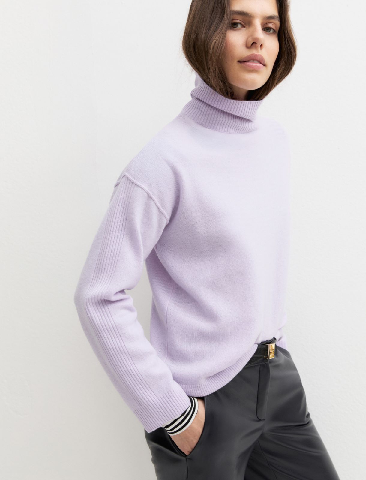 Pure wool high-neck jumper - LILAC - Emme - 7