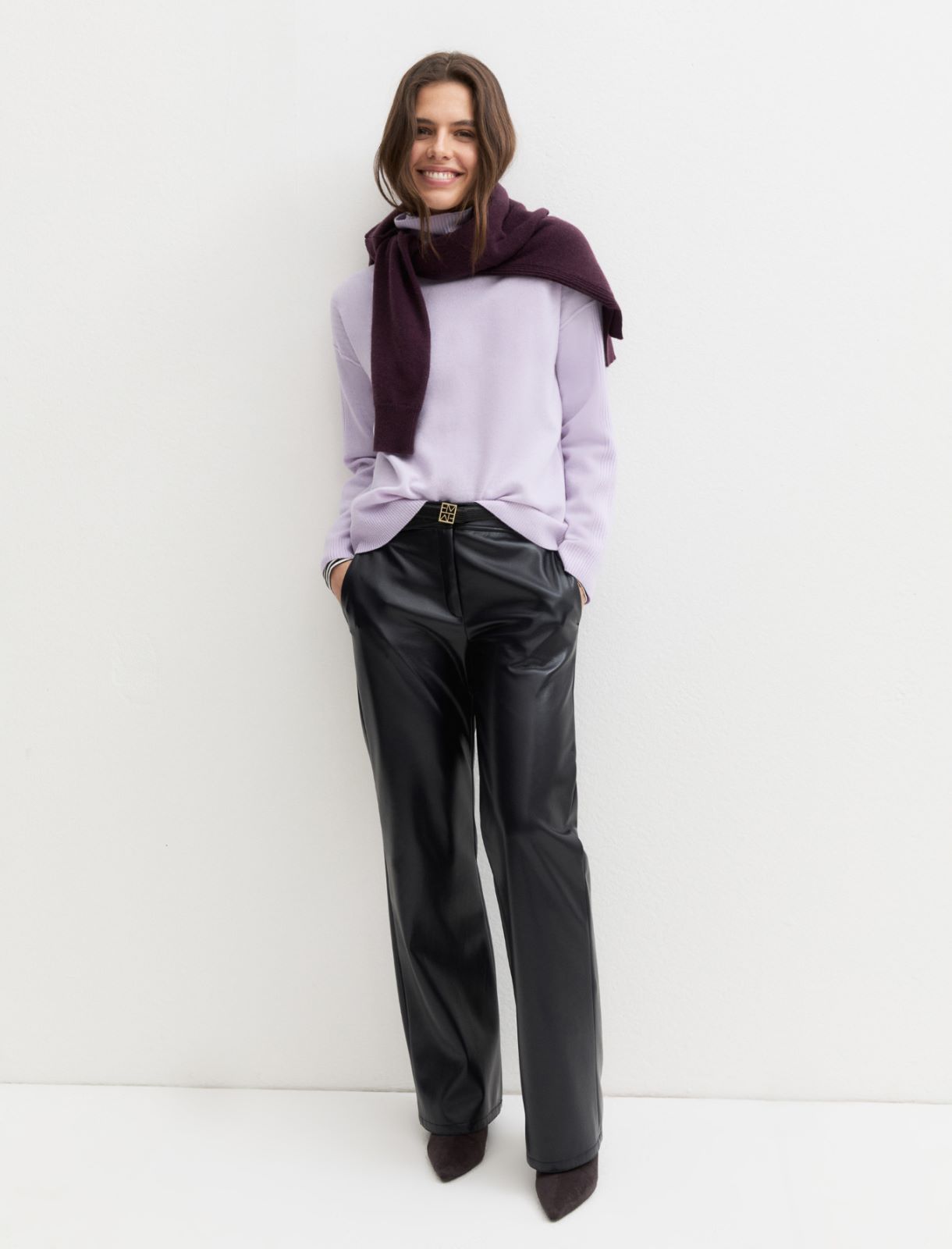 Pure wool high-neck jumper - LILAC - Emme