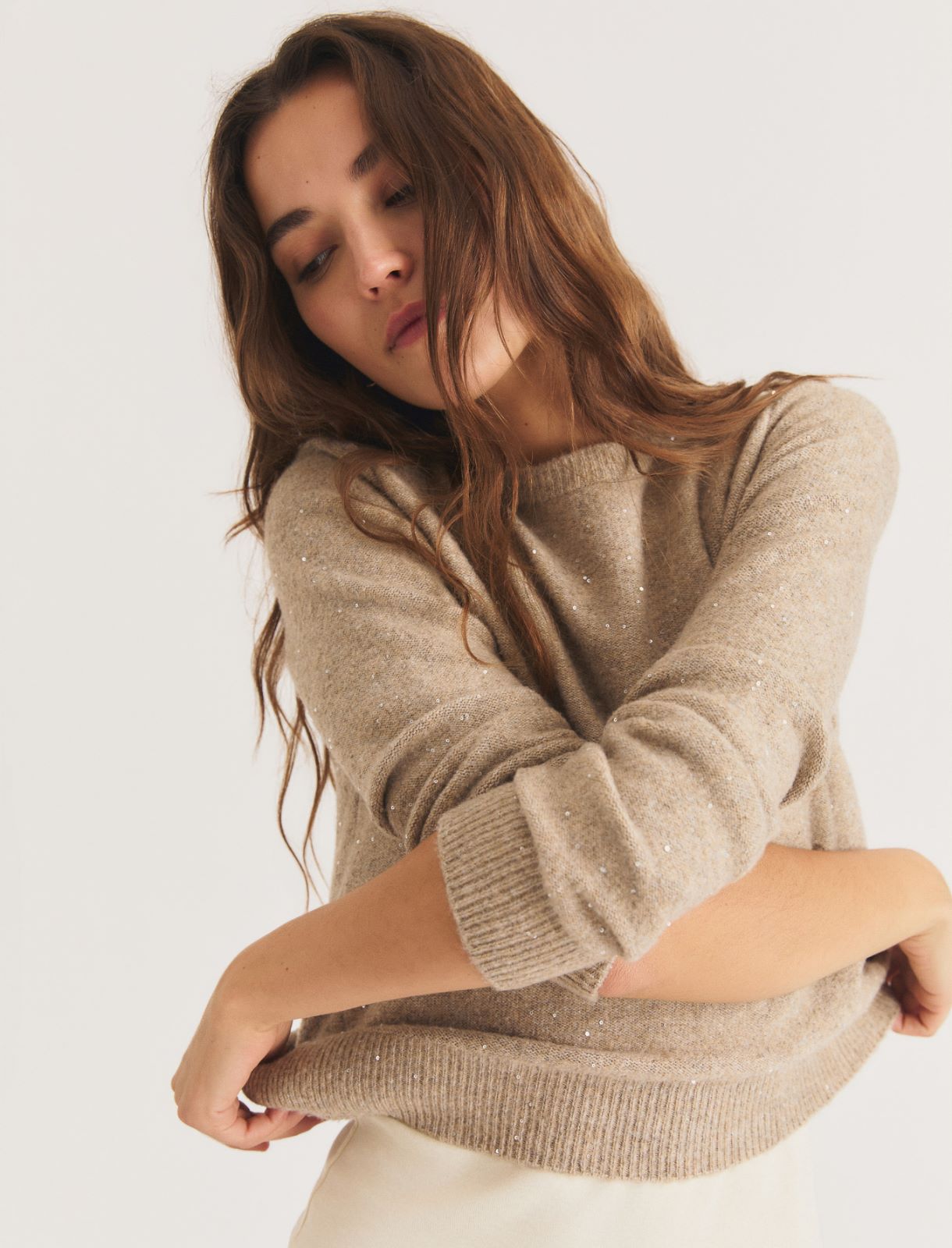 Maglia girocollo con paillette - SABBIA - Emme - 7