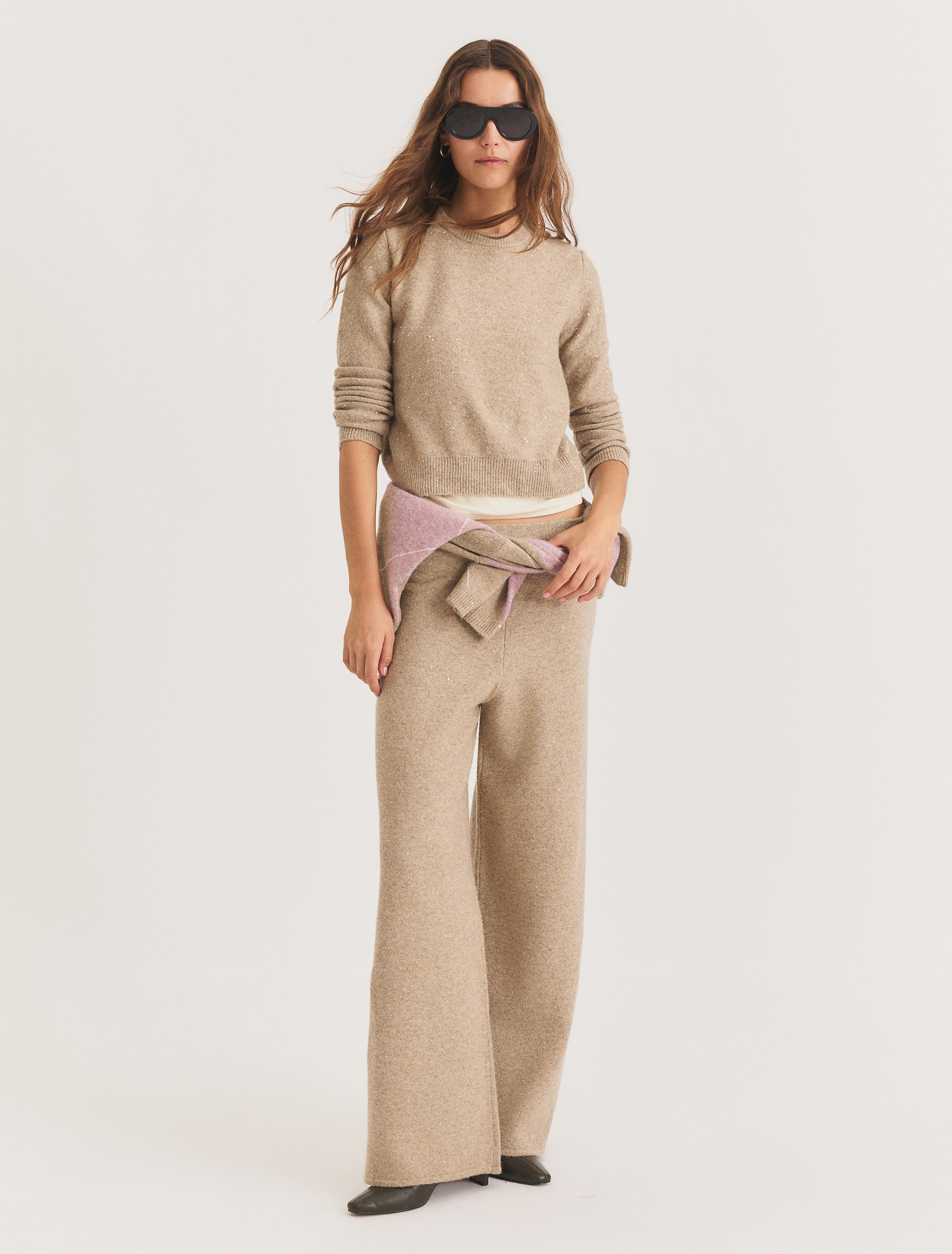 Maglia girocollo con paillette - SABBIA - Emme - 1