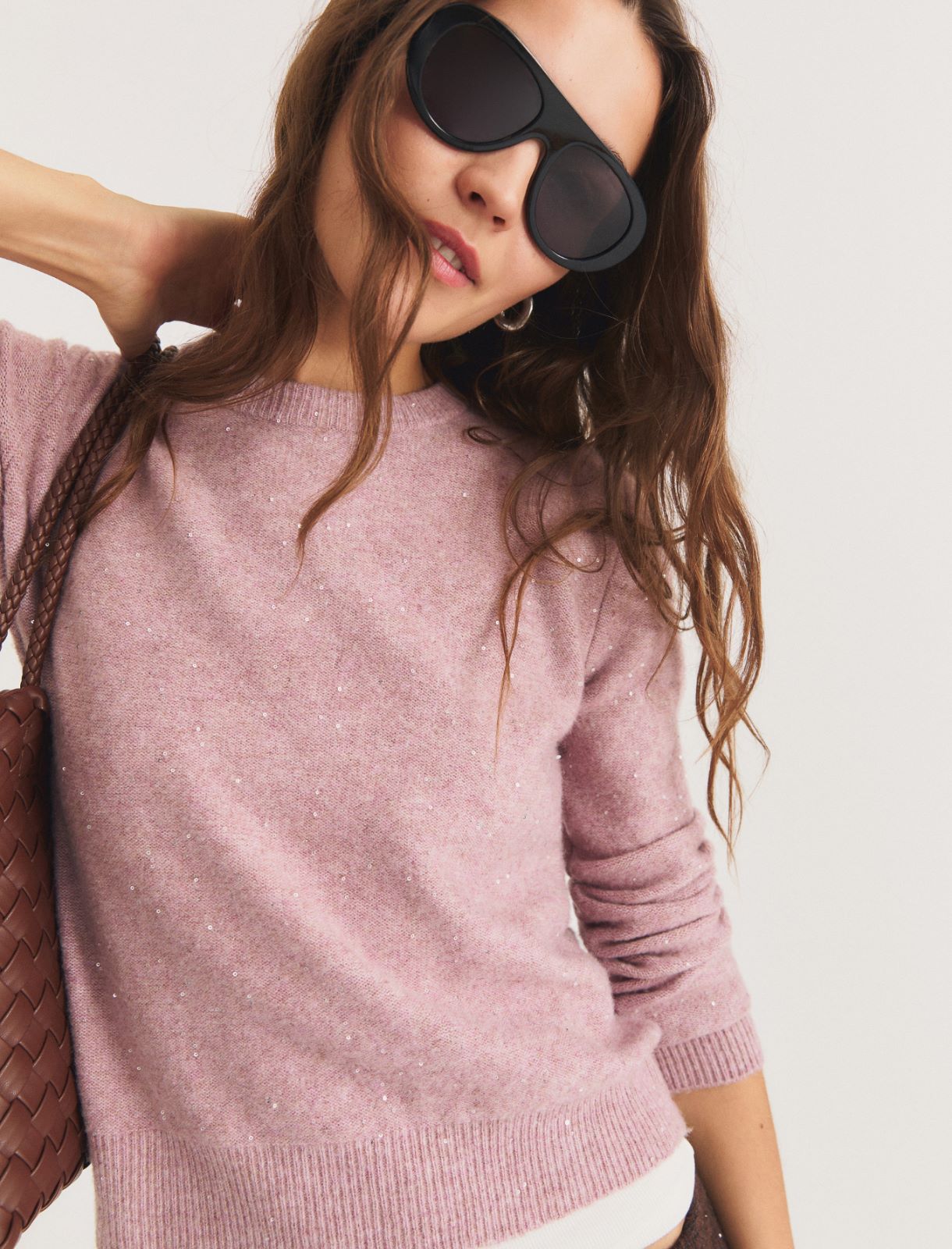 Maglia girocollo con paillette - ROSA - Emme - 4