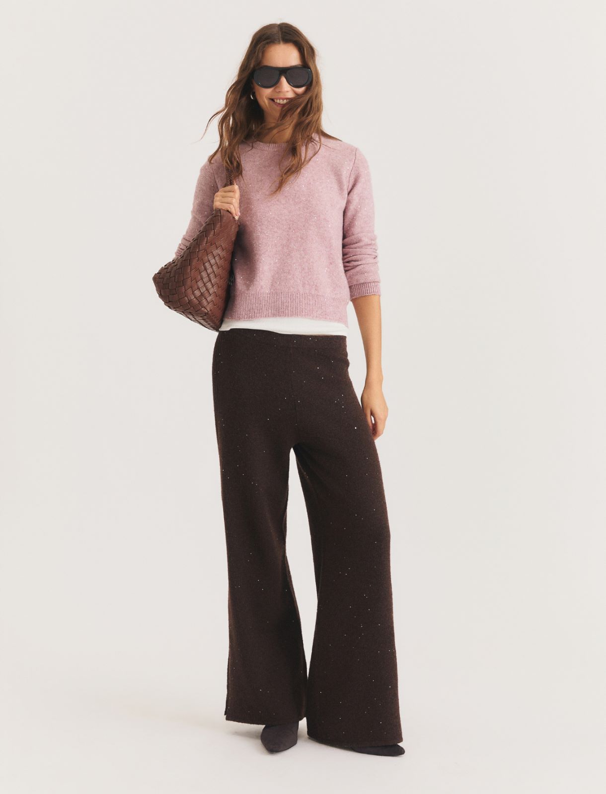 Maglia girocollo con paillette - ROSA - Emme