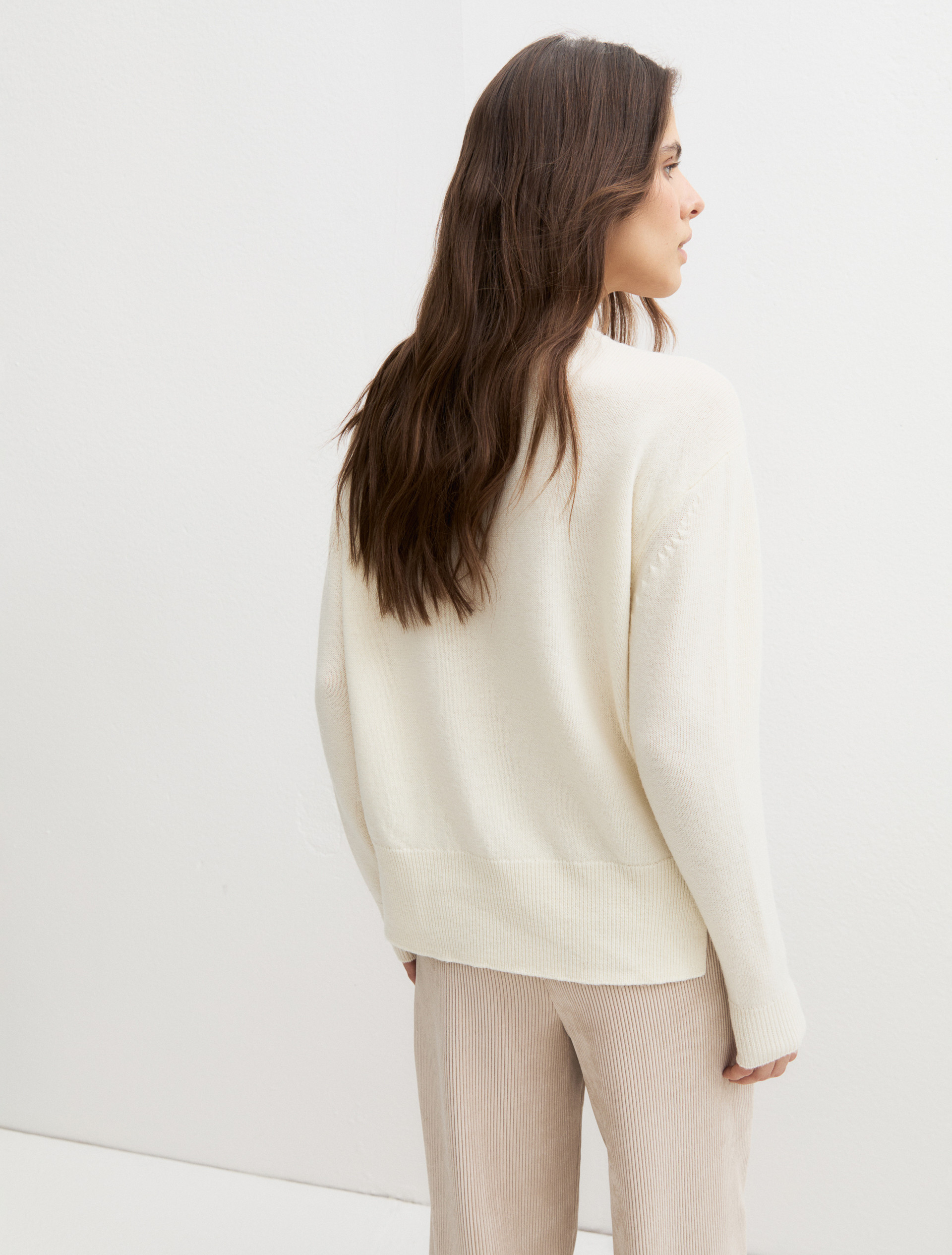 Merino wool crew-neck jumper - CREAM - Emme - 2