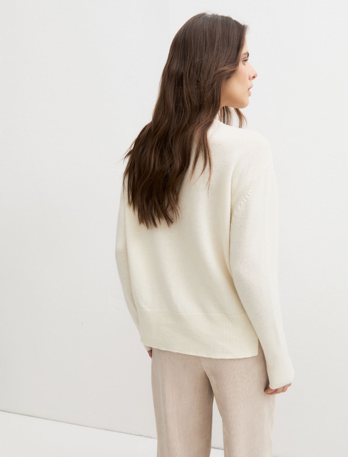 Merino wool crew-neck jumper - CREAM - Emme - 2