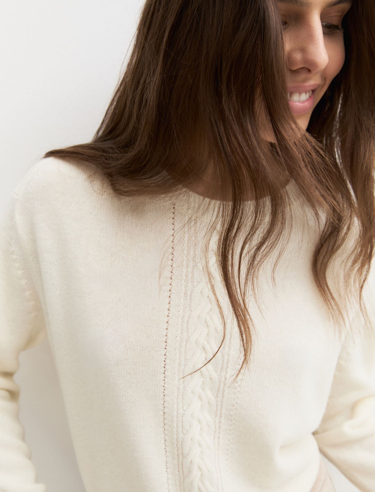 Merino wool crew-neck jumper - CREAM - Emme - 3