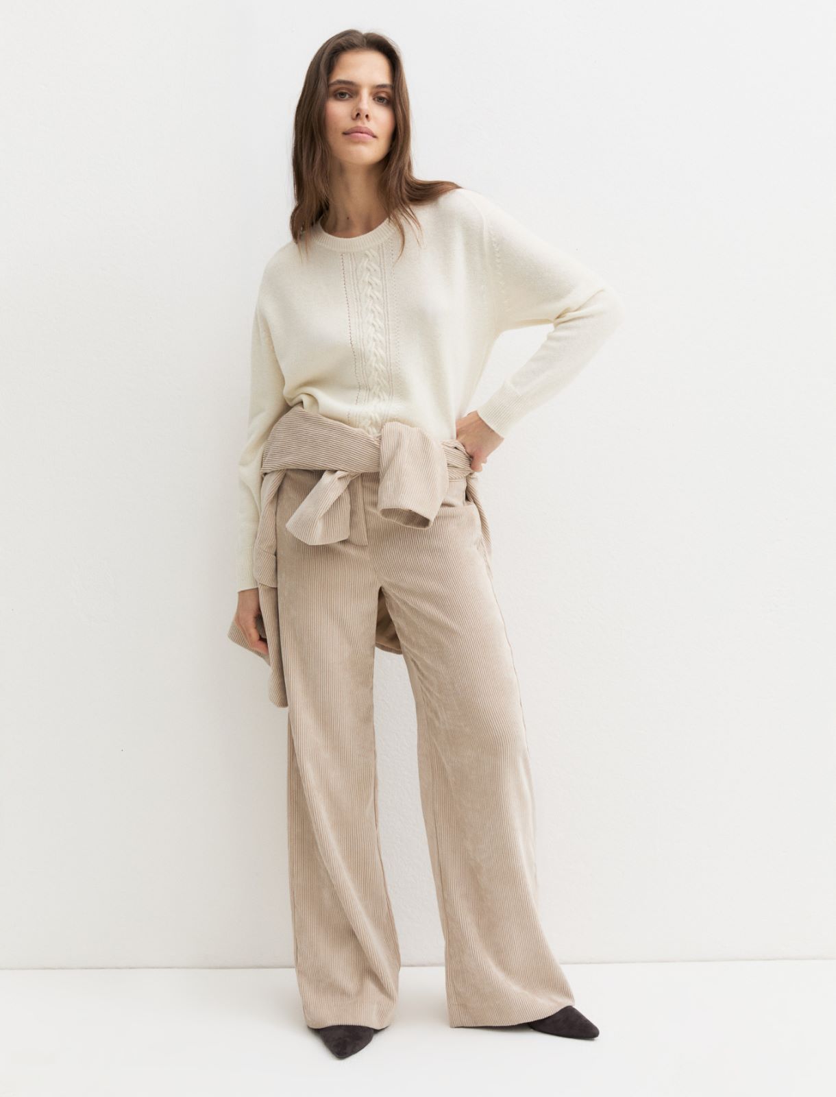 Merino wool crew-neck jumper - CREAM - Emme