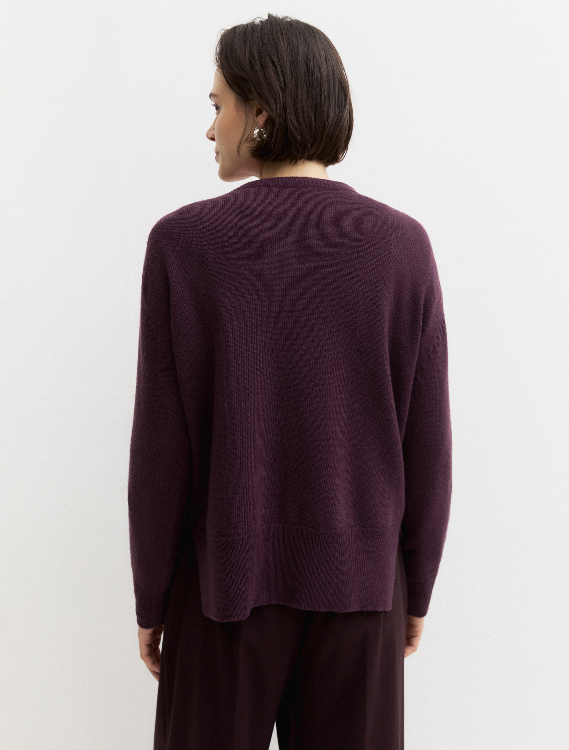 Merino wool crew-neck jumper - PLUM - Emme - 2