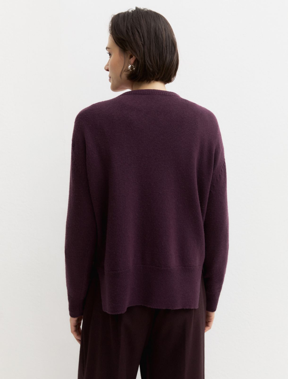 Merino wool crew-neck jumper - PLUM - Emme - 2