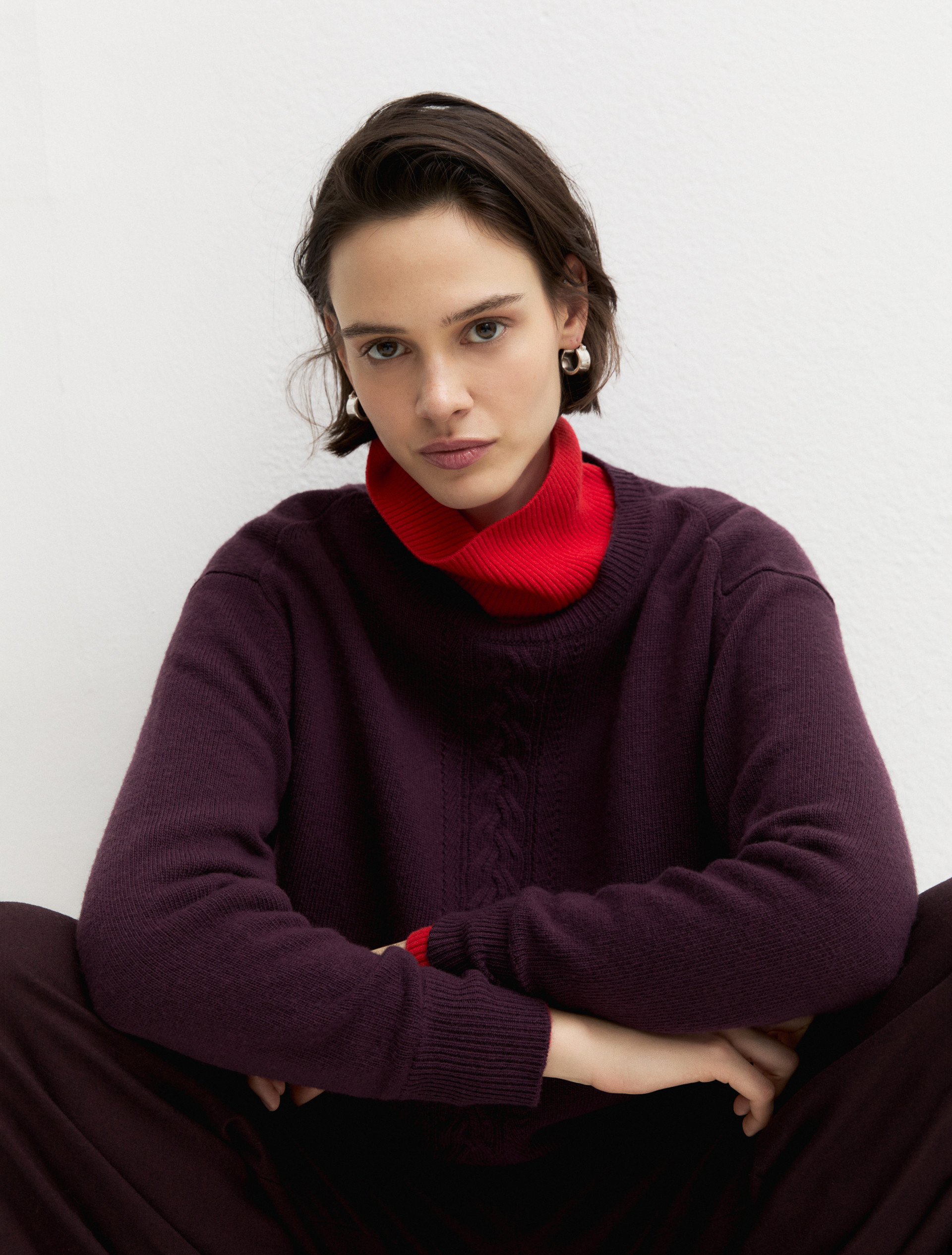 Merino wool crew-neck jumper - PLUM - Emme - 4