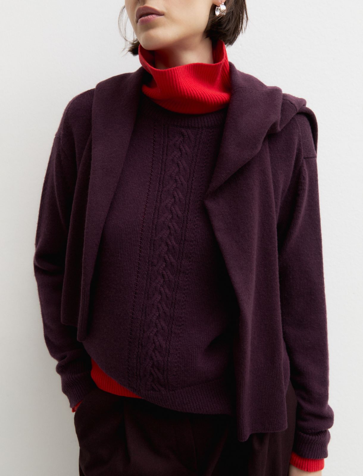 Merino wool crew-neck jumper - PLUM - Emme - 5