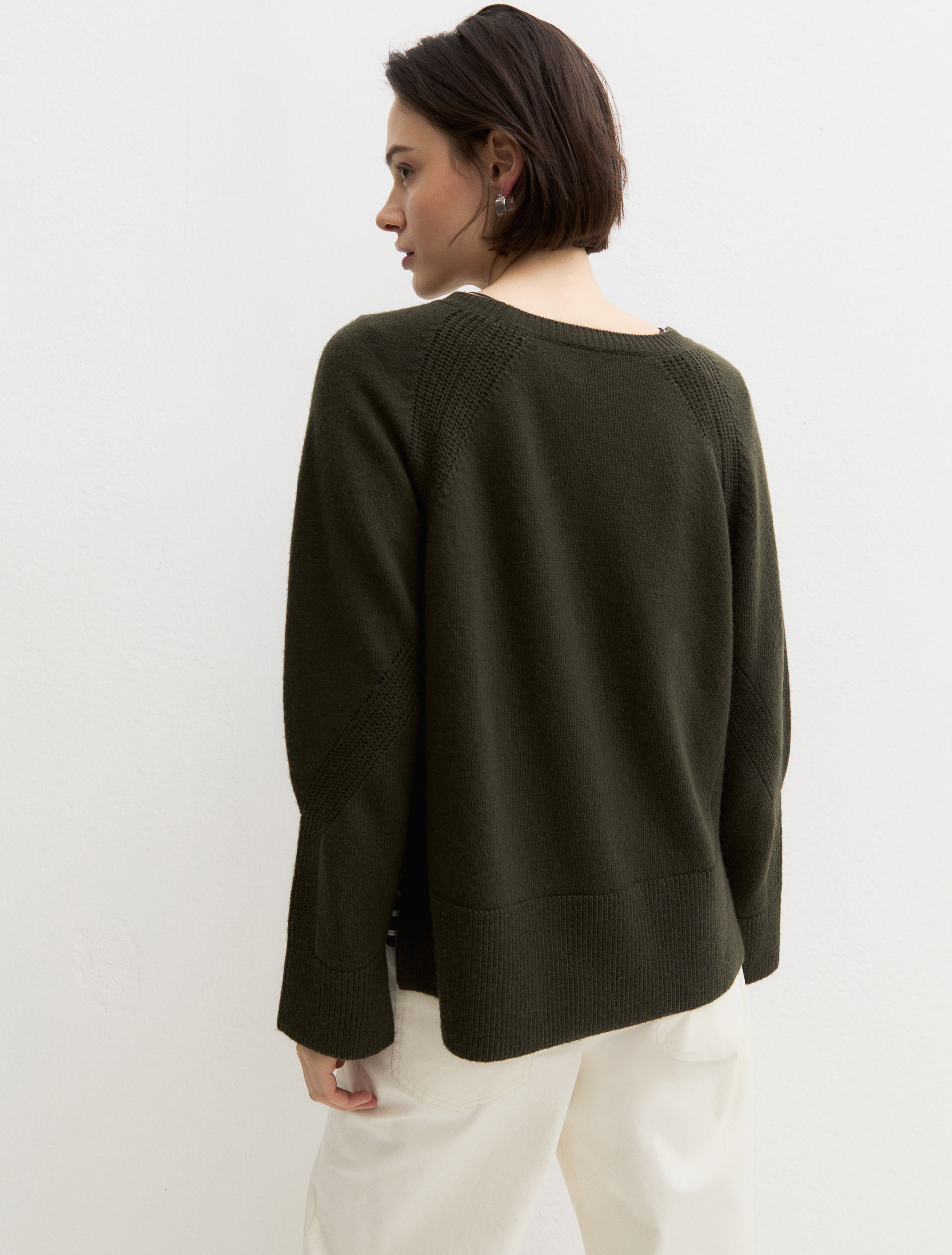 Straight-fit merino wool jumper - DARK GREEN - Emme - 2