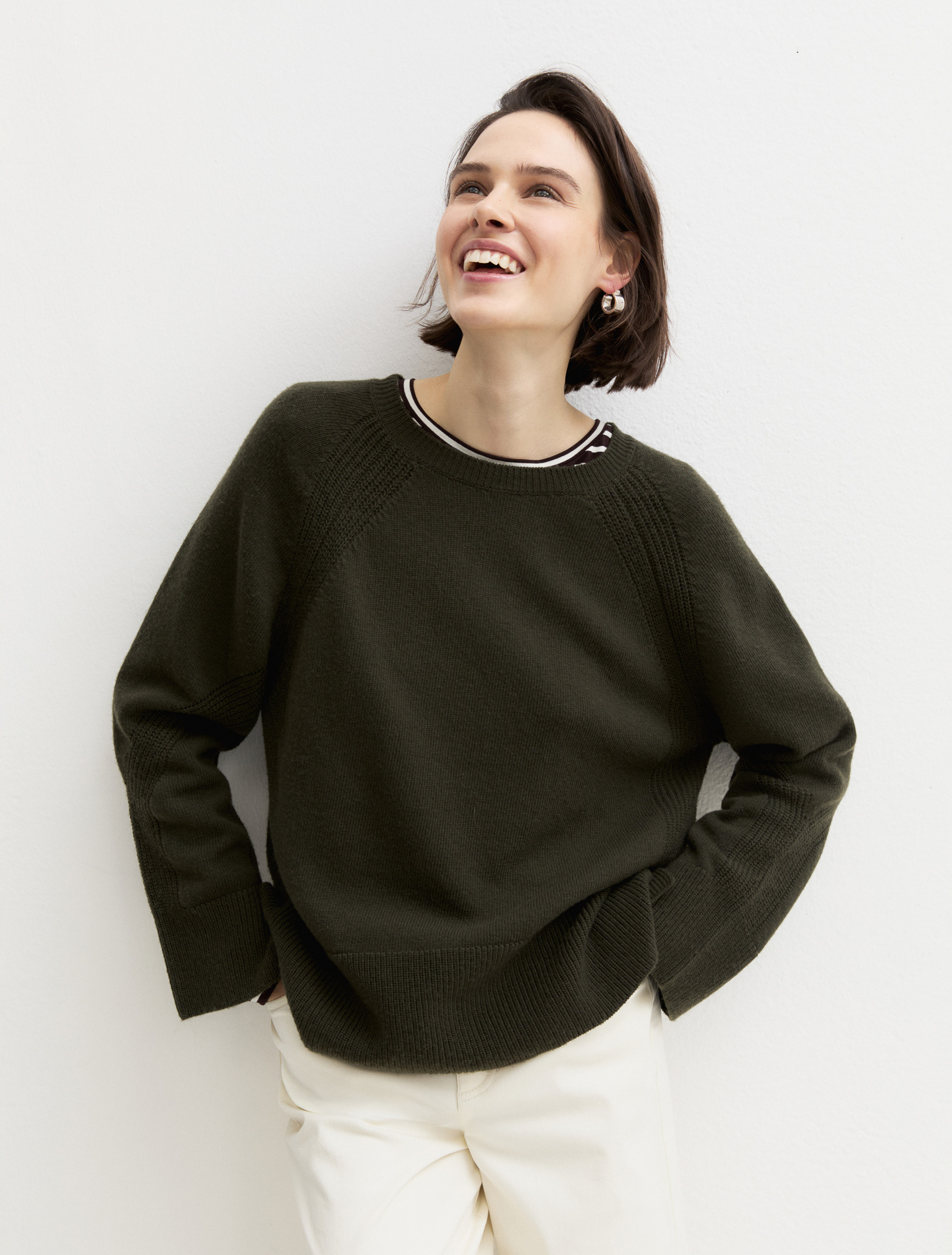 Straight-fit merino wool jumper - DARK GREEN - Emme - 3