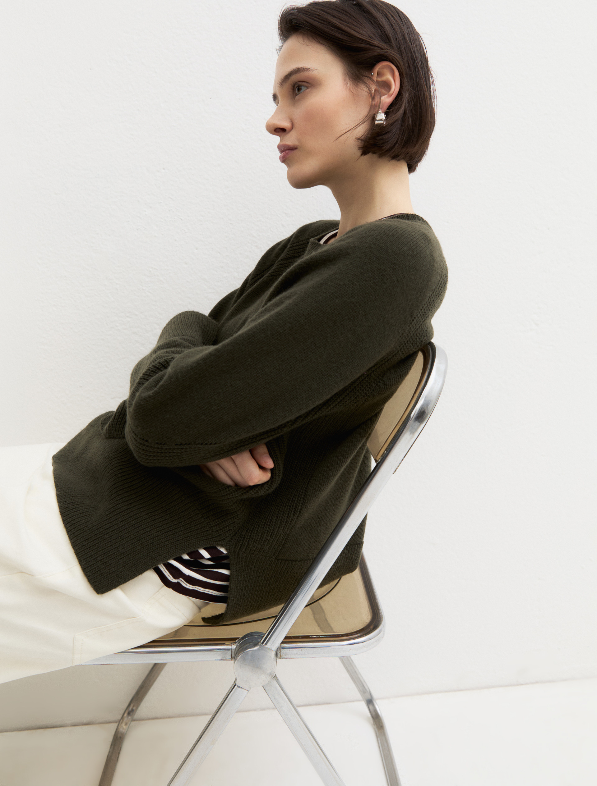 Straight-fit merino wool jumper - DARK GREEN - Emme - 4