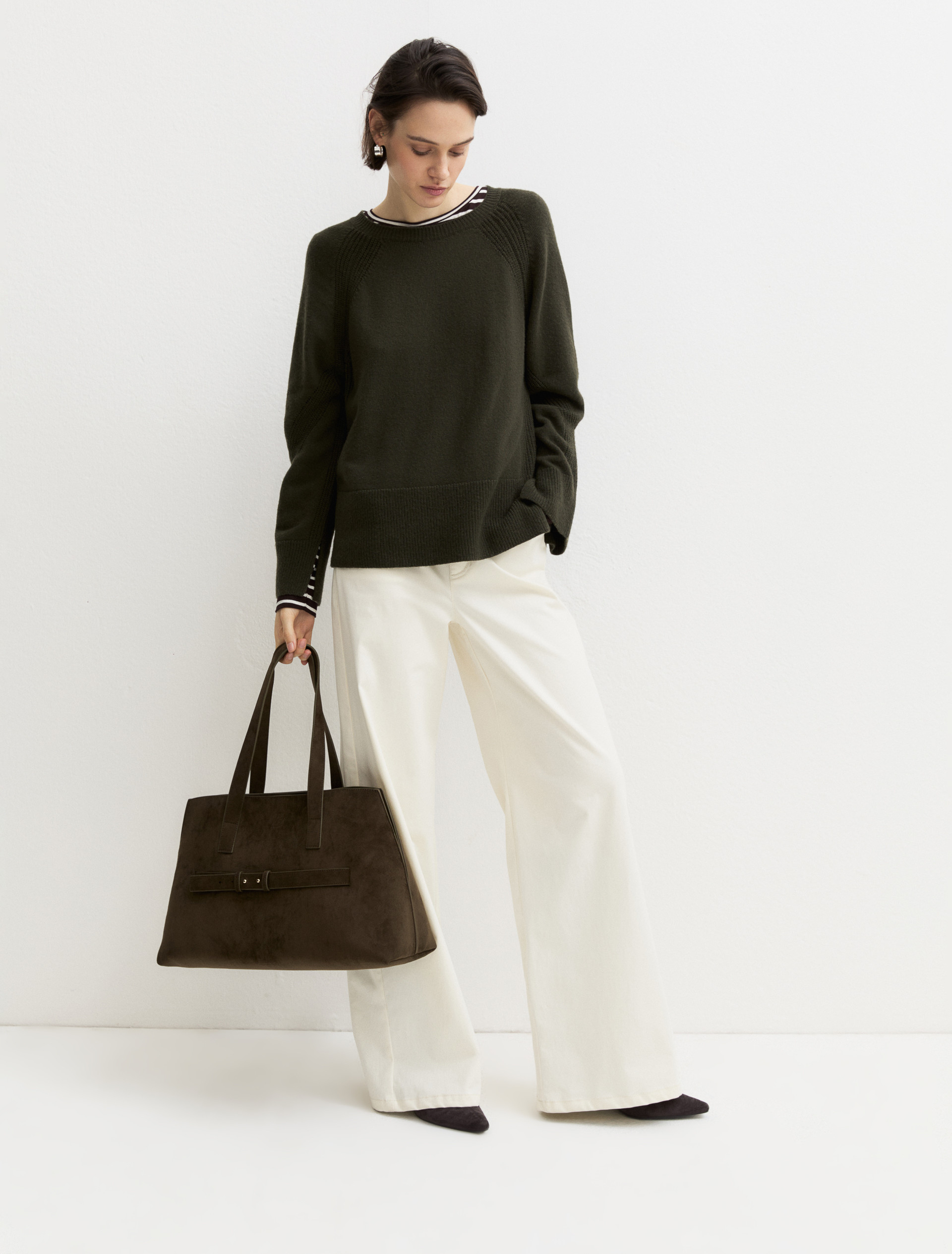 Straight-fit merino wool jumper - DARK GREEN - Emme - 1