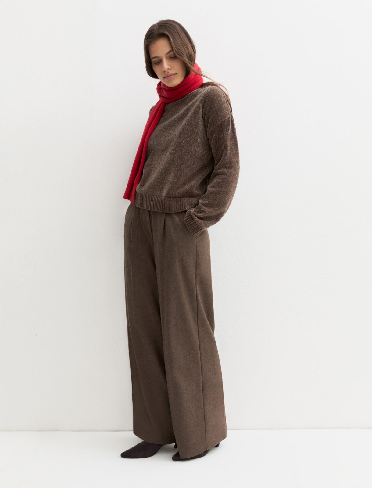 Lurex chenille crew-neck jumper - BROWN - Emme