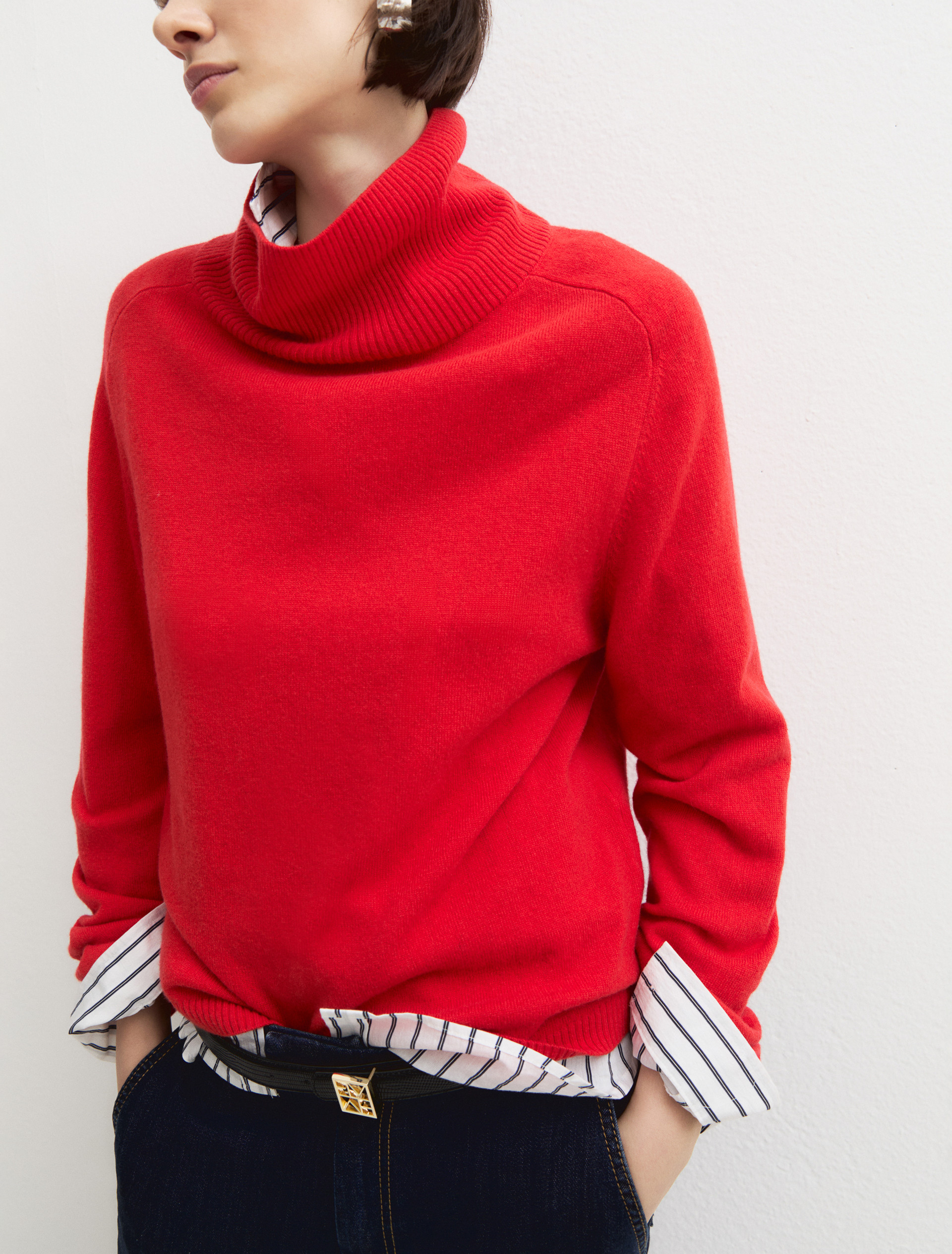 High-neck wool and cashmere jumper - RED - Emme - 3