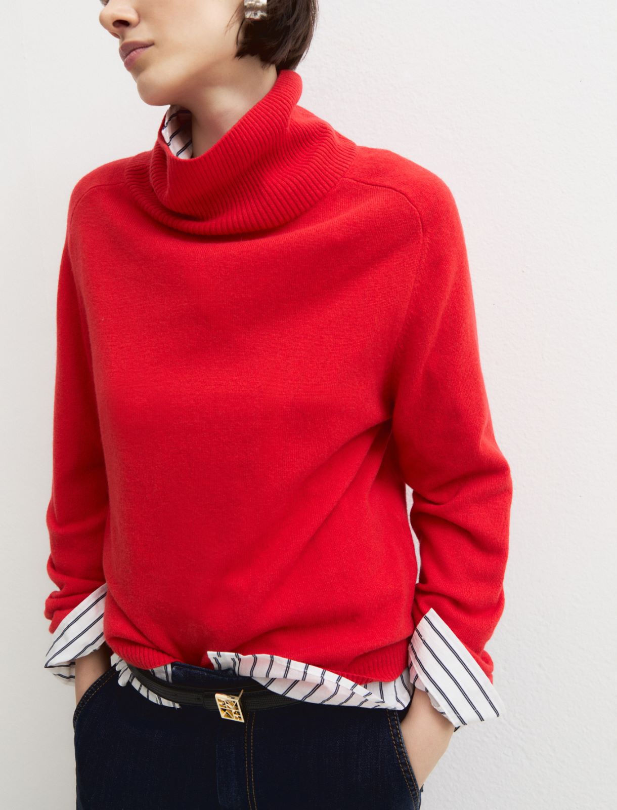High-neck wool and cashmere jumper - RED - Emme - 3