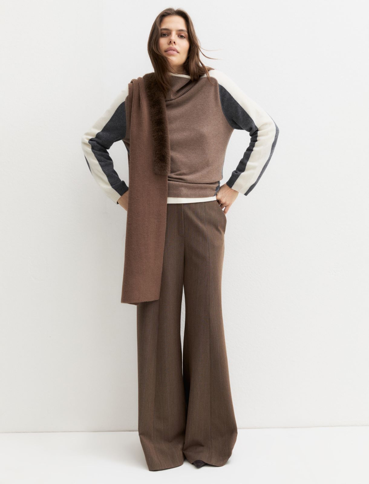 High-neck wool and cashmere jumper - BEIGE - Emme