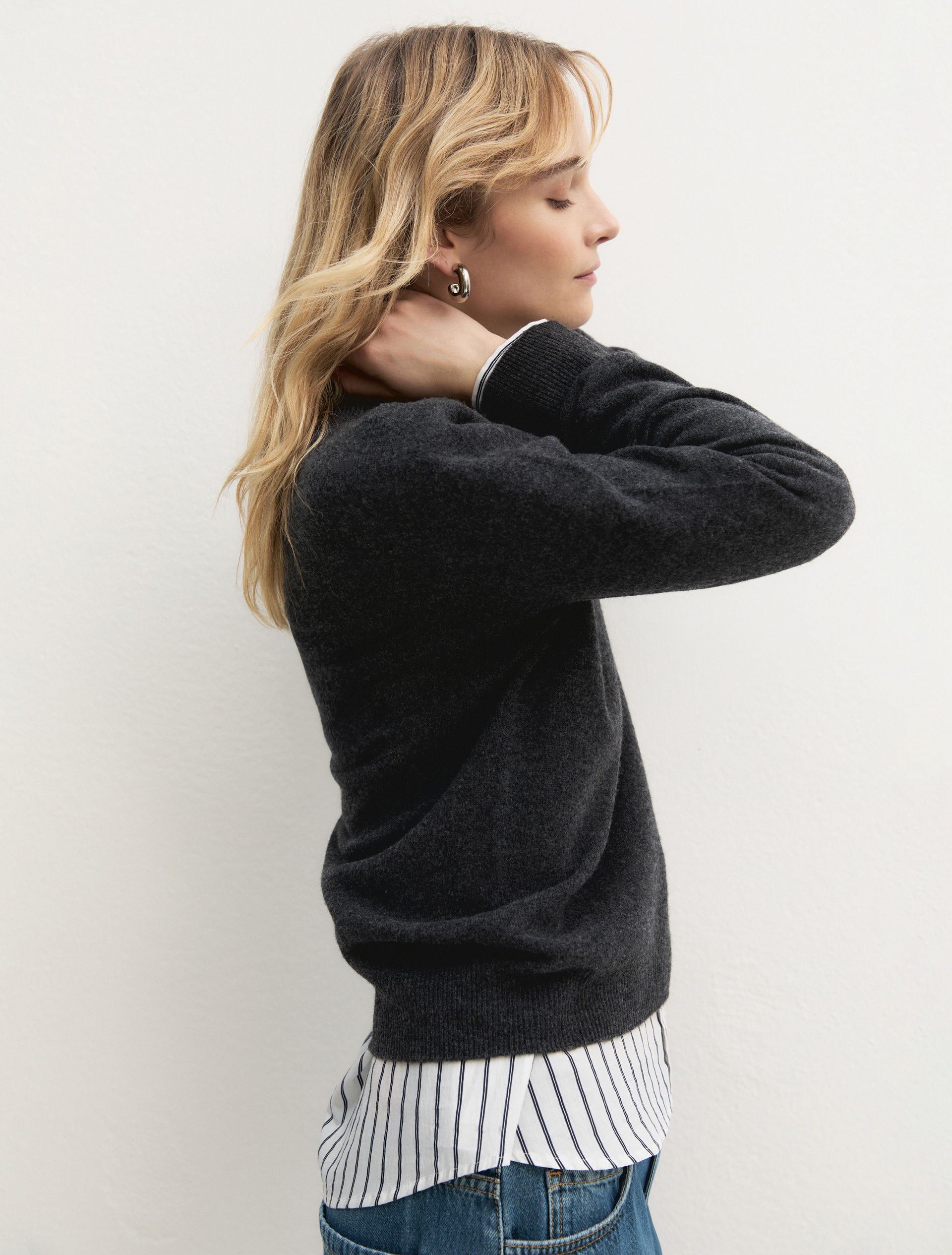 Maglia in misto cashmere - GRIGIO SCURO MELANGE - Emme - 3