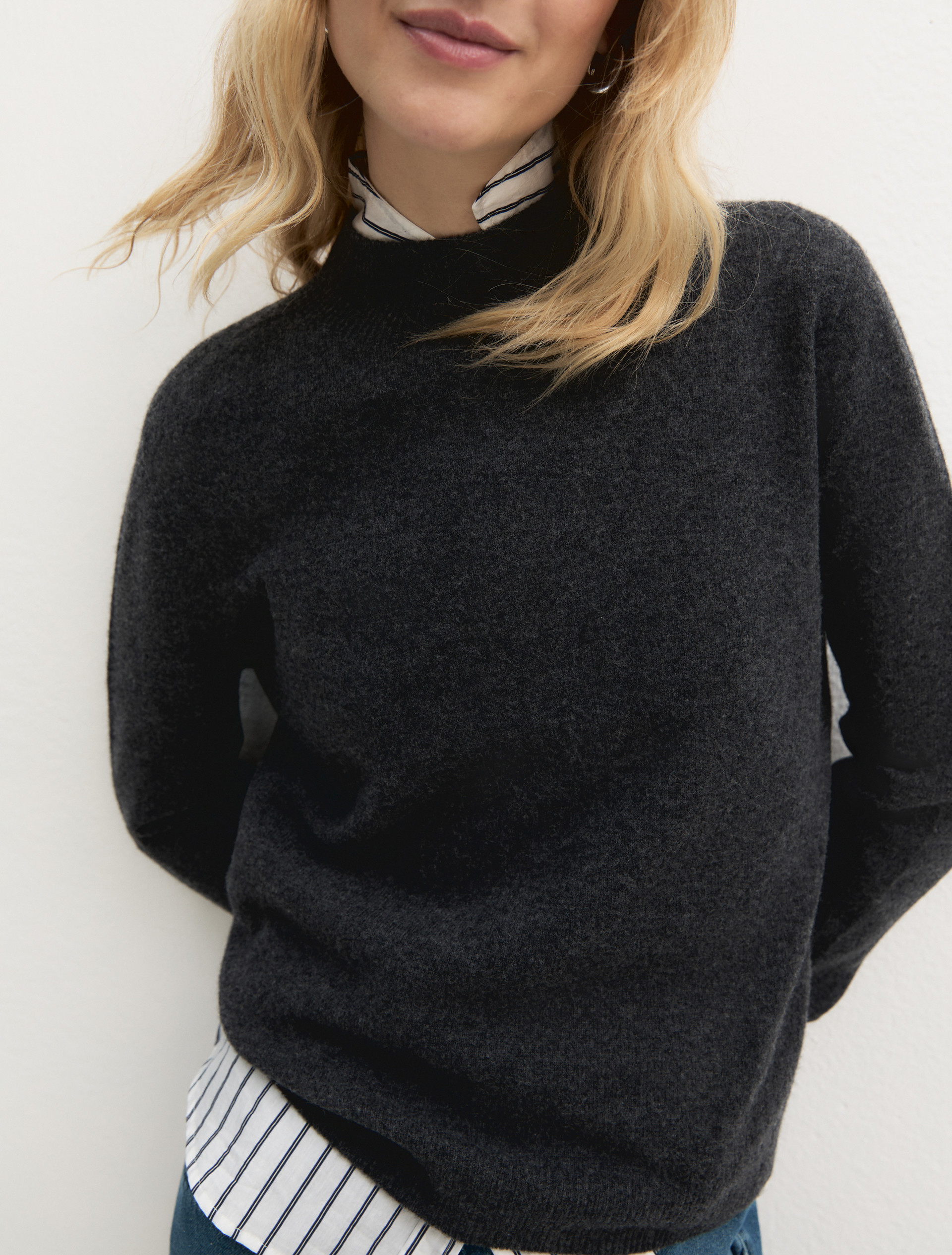 Maglia in misto cashmere - GRIGIO SCURO MELANGE - Emme - 5